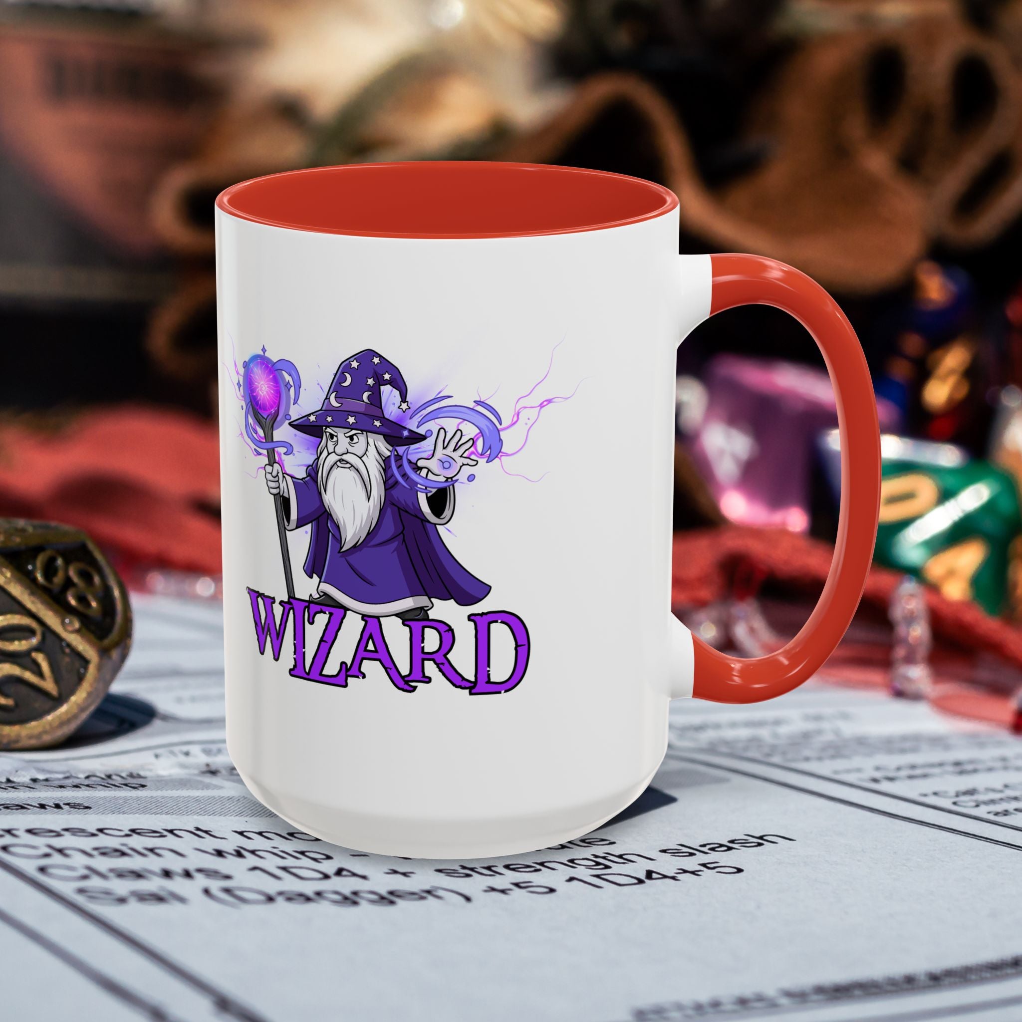 Wizard Coffee Mug — D&D Wizard Design Accent Mug (15oz)