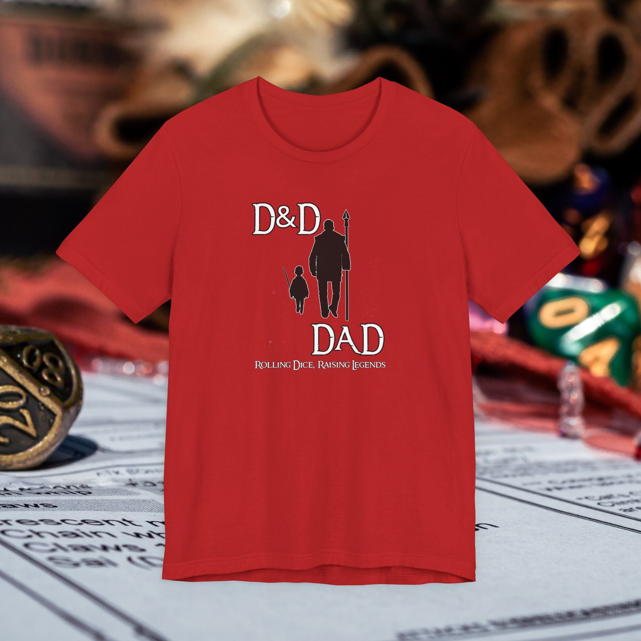 D&D Dad T‑Shirt — Roleplaying Dad Tee (Rolling Dice, Raising Legends)