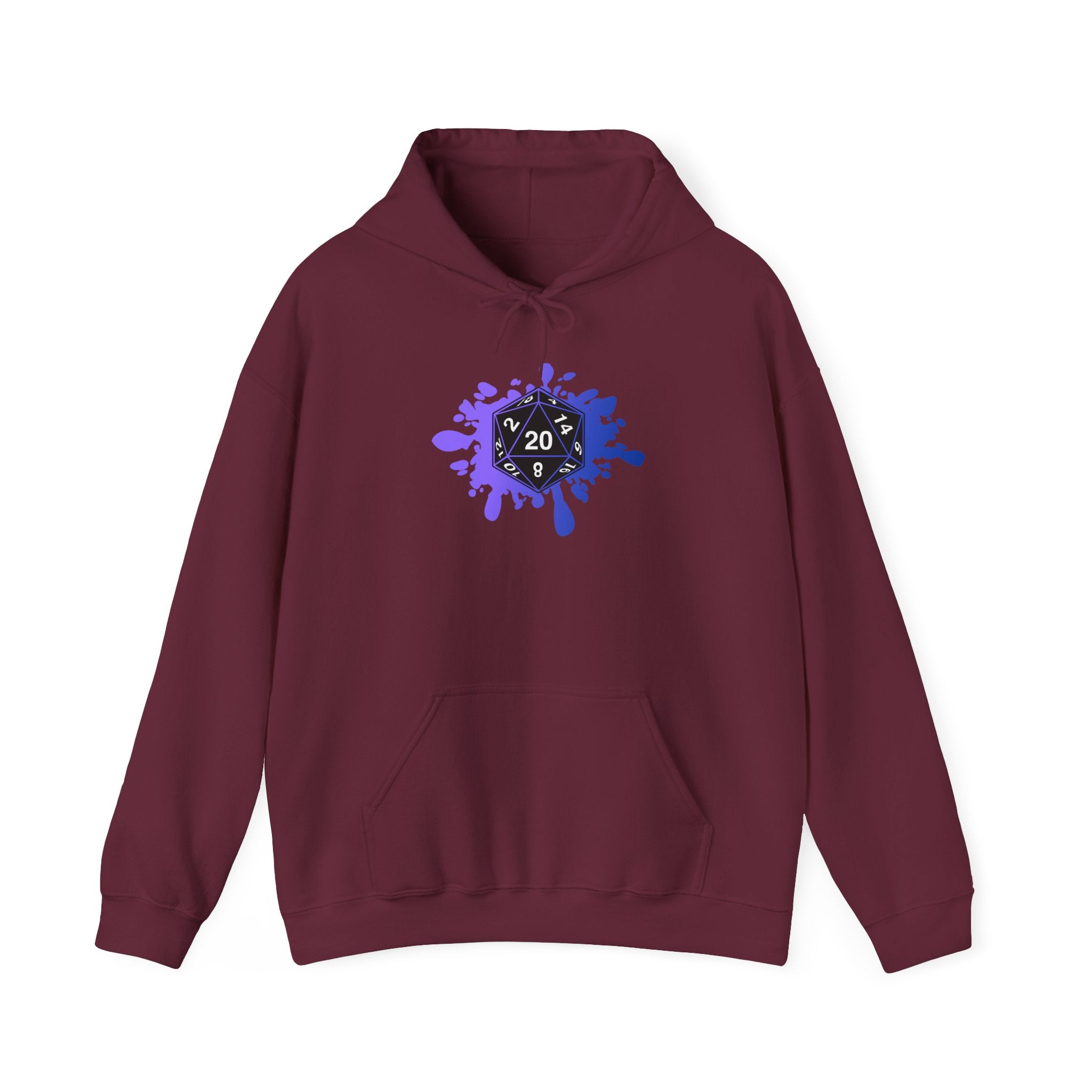 Hoodie — D20 Dice Splash Gaming Pullover (Tabletop RPG Gift)