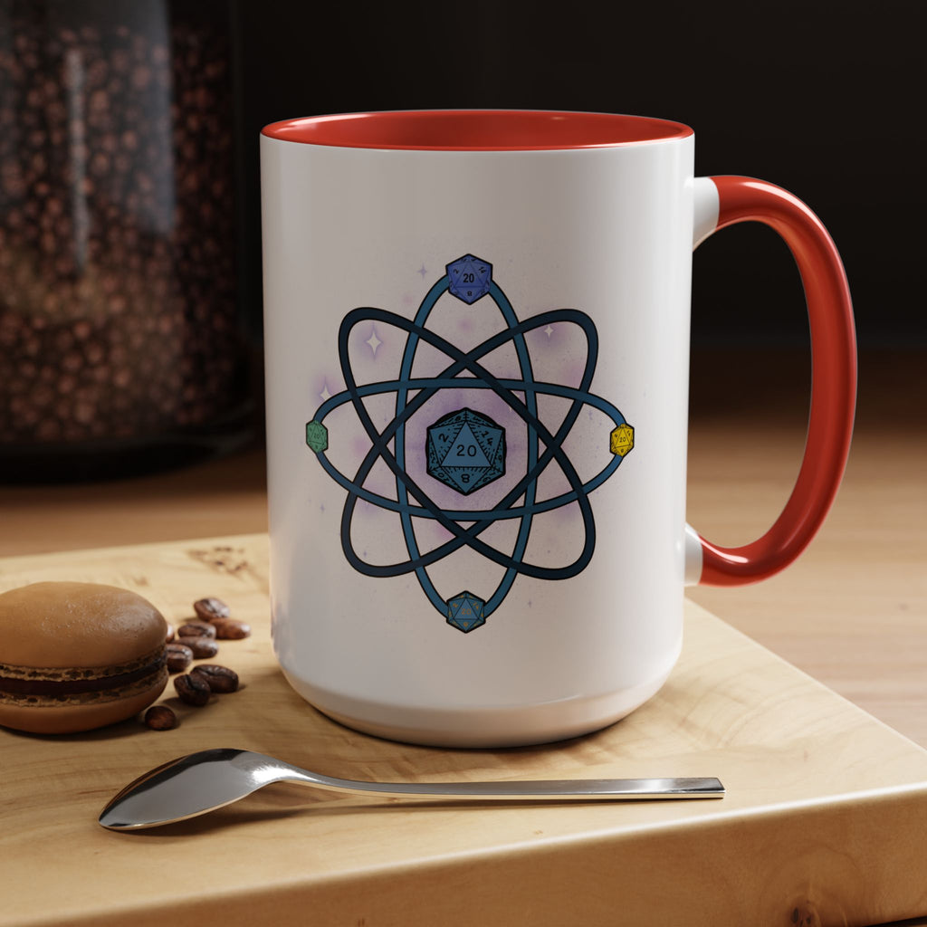 Coffee Mug — D20 Dice Atom Design (Geek RPG Gamer Gift)