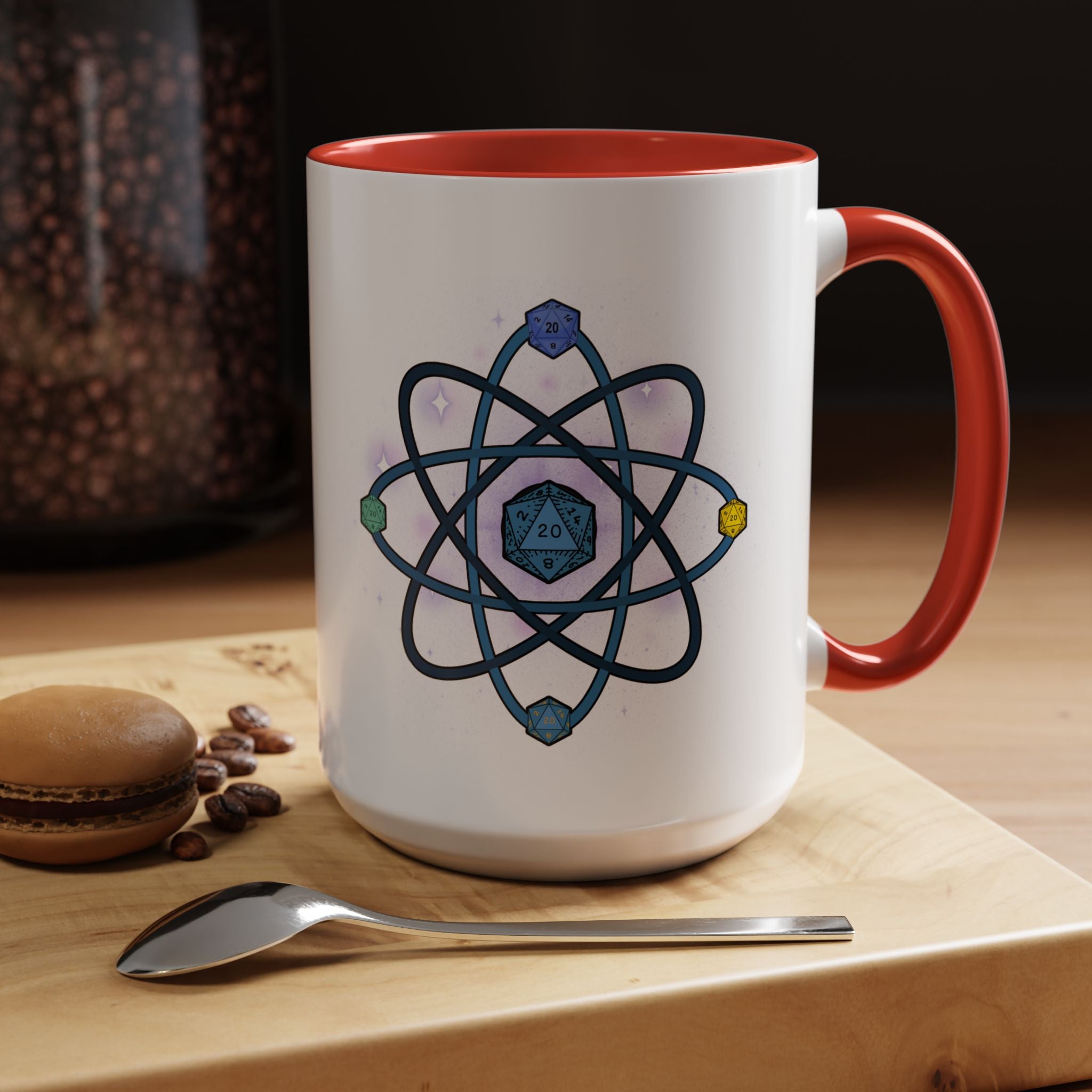 Coffee Mug — D20 Dice Atom Design (Geek RPG Gamer Gift)