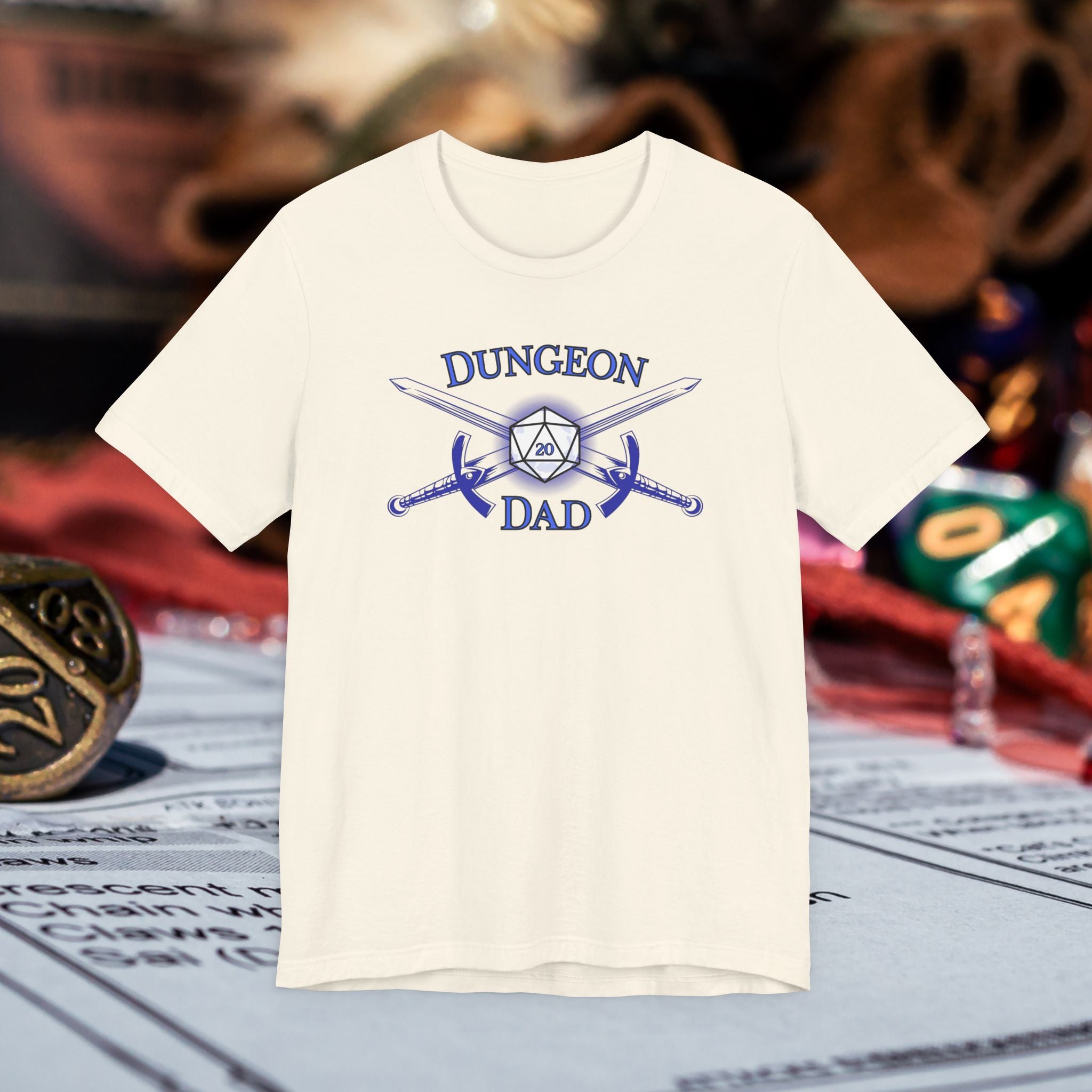 Dungeon Dad T-Shirt – D20 Gamer Father Tee