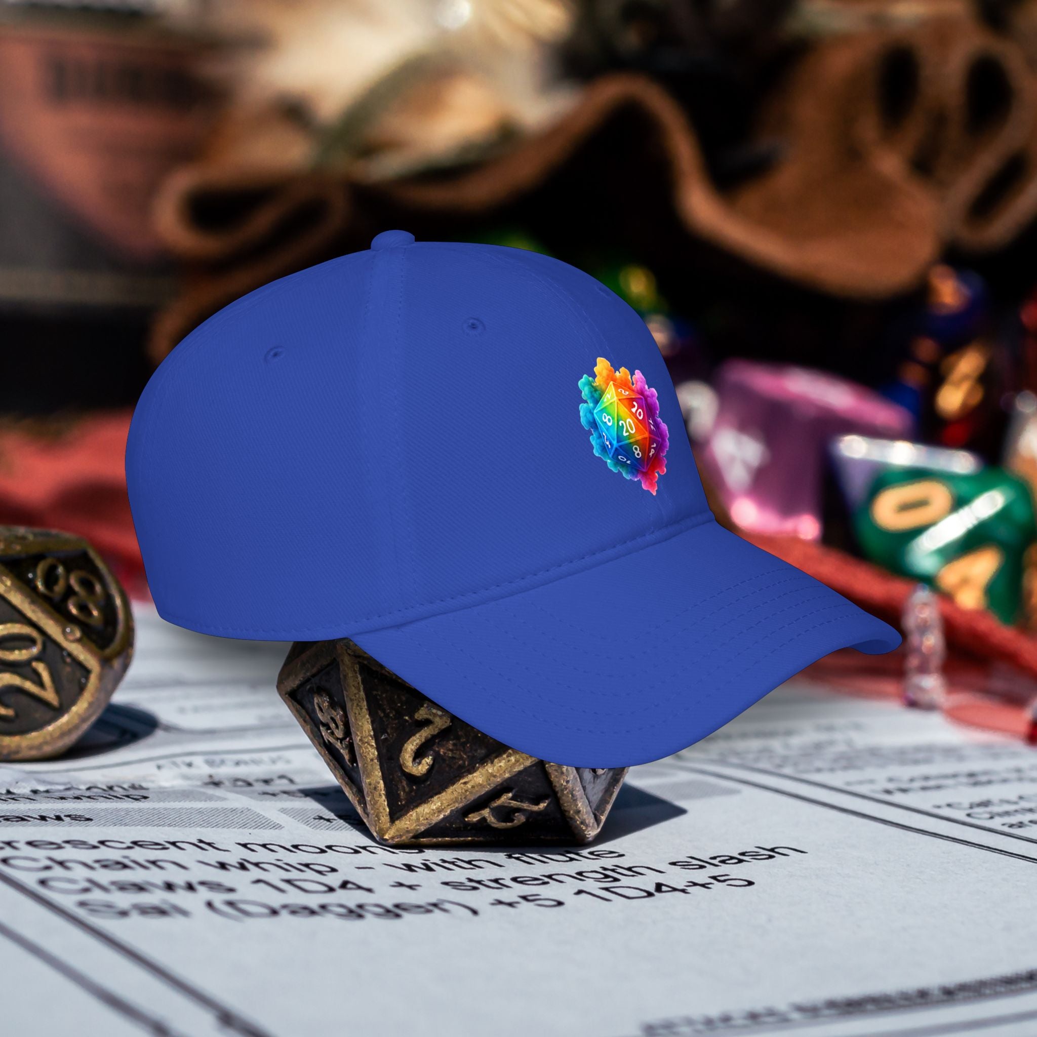 D20 Rainbow D20Cap — Low Profile Baseball Hat for Tabletop Gamers