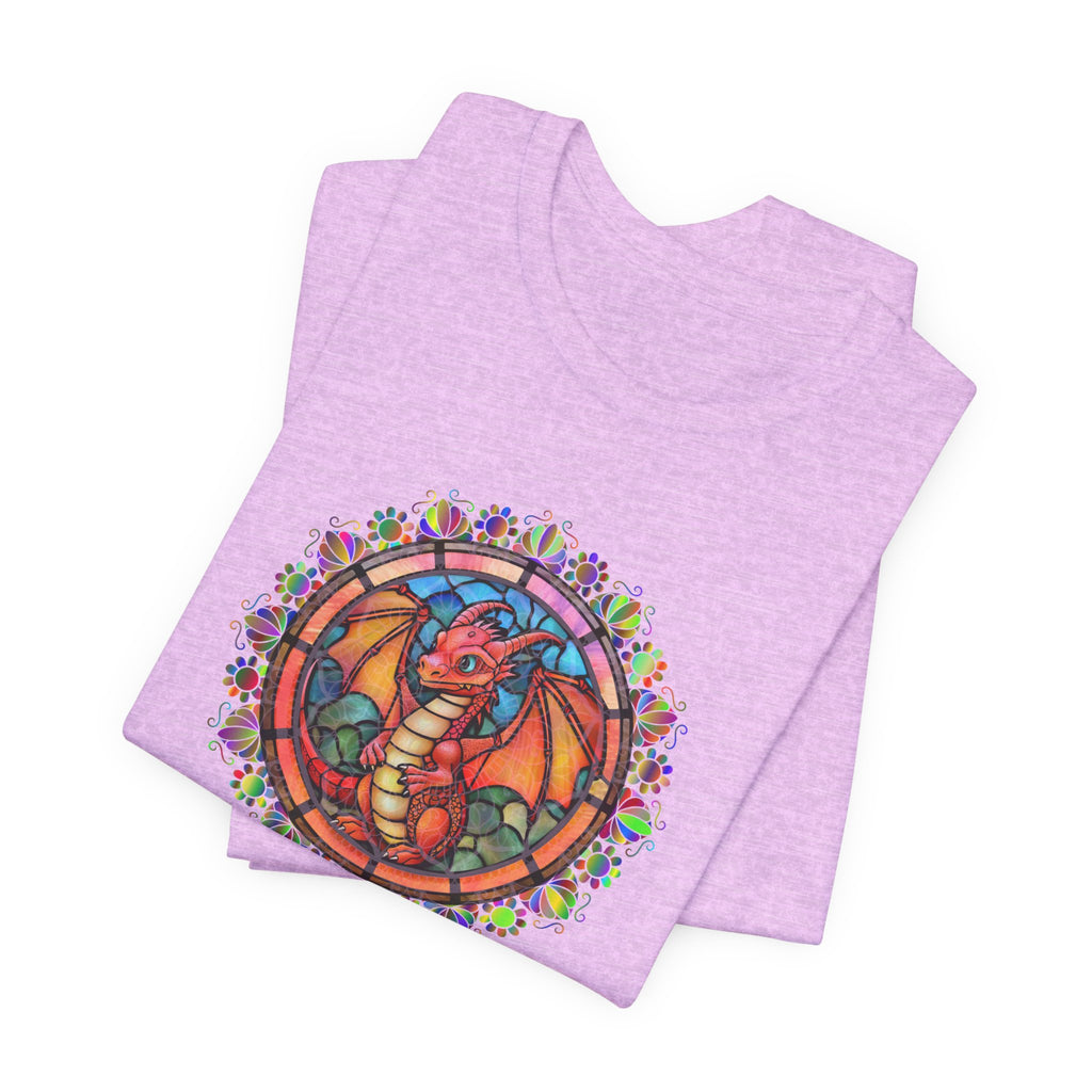 Dragon Stained Glass T‑Shirt — Colorful D20 Fantasy RPG Tee