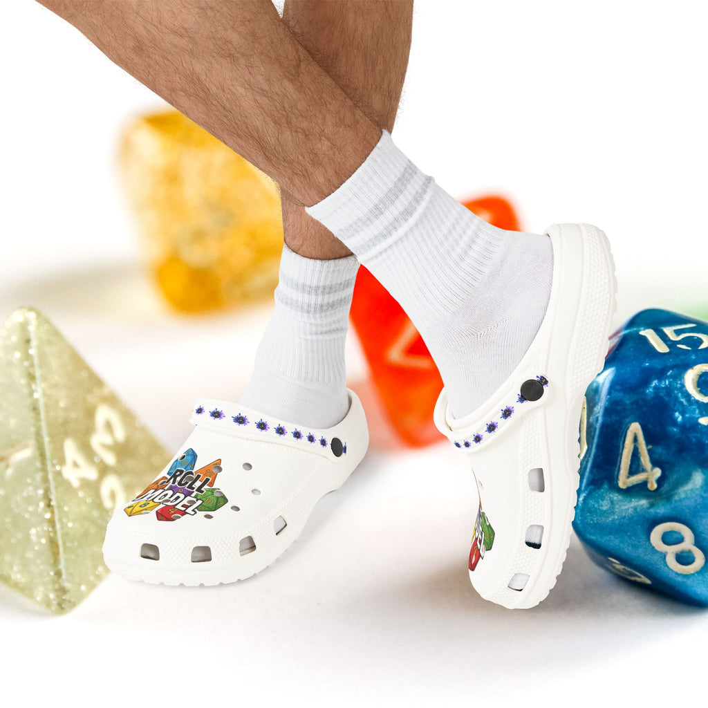 White D20 Roll Model EVA Foam Clogs - D20 Dice Foam Clogs