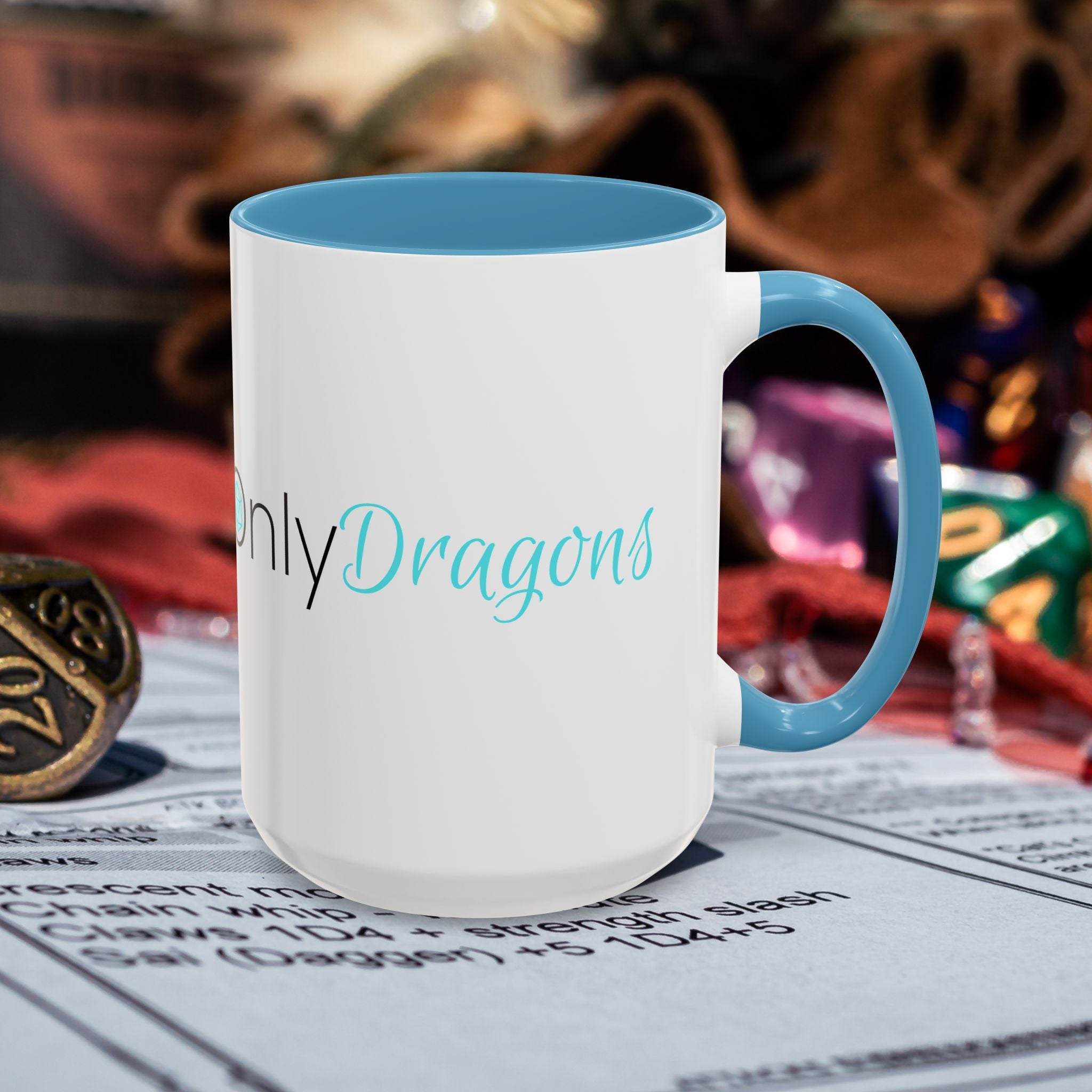 Only Dragons Coffee Mug — Accent 15oz Mug for RPG & DnD Lovers