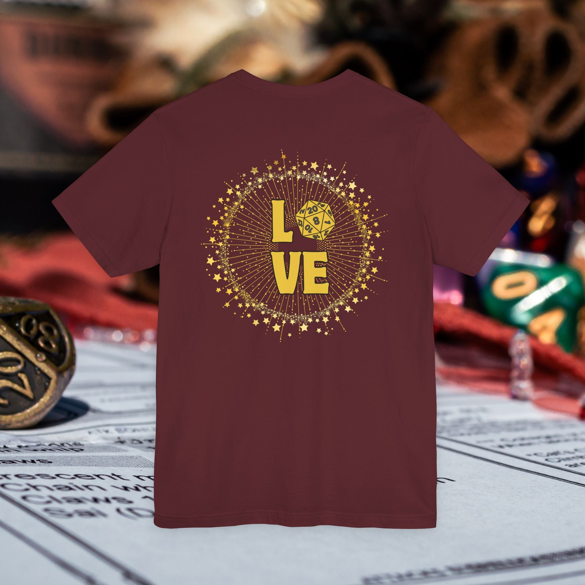 Love D20 T-Shirt — RPG Gamer Dice Love Tee