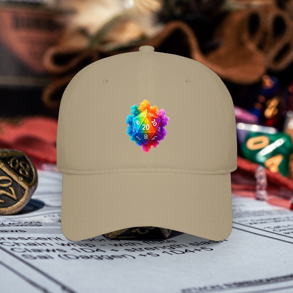 D20 Rainbow D20Cap — Low Profile Baseball Hat for Tabletop Gamers