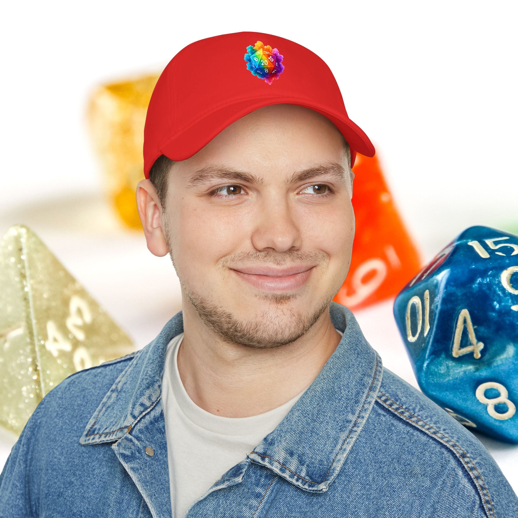 D20 Rainbow D20Cap — Low Profile Baseball Hat for Tabletop Gamers