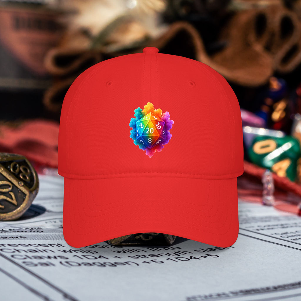 D20 Rainbow D20Cap — Low Profile Baseball Hat for Tabletop Gamers