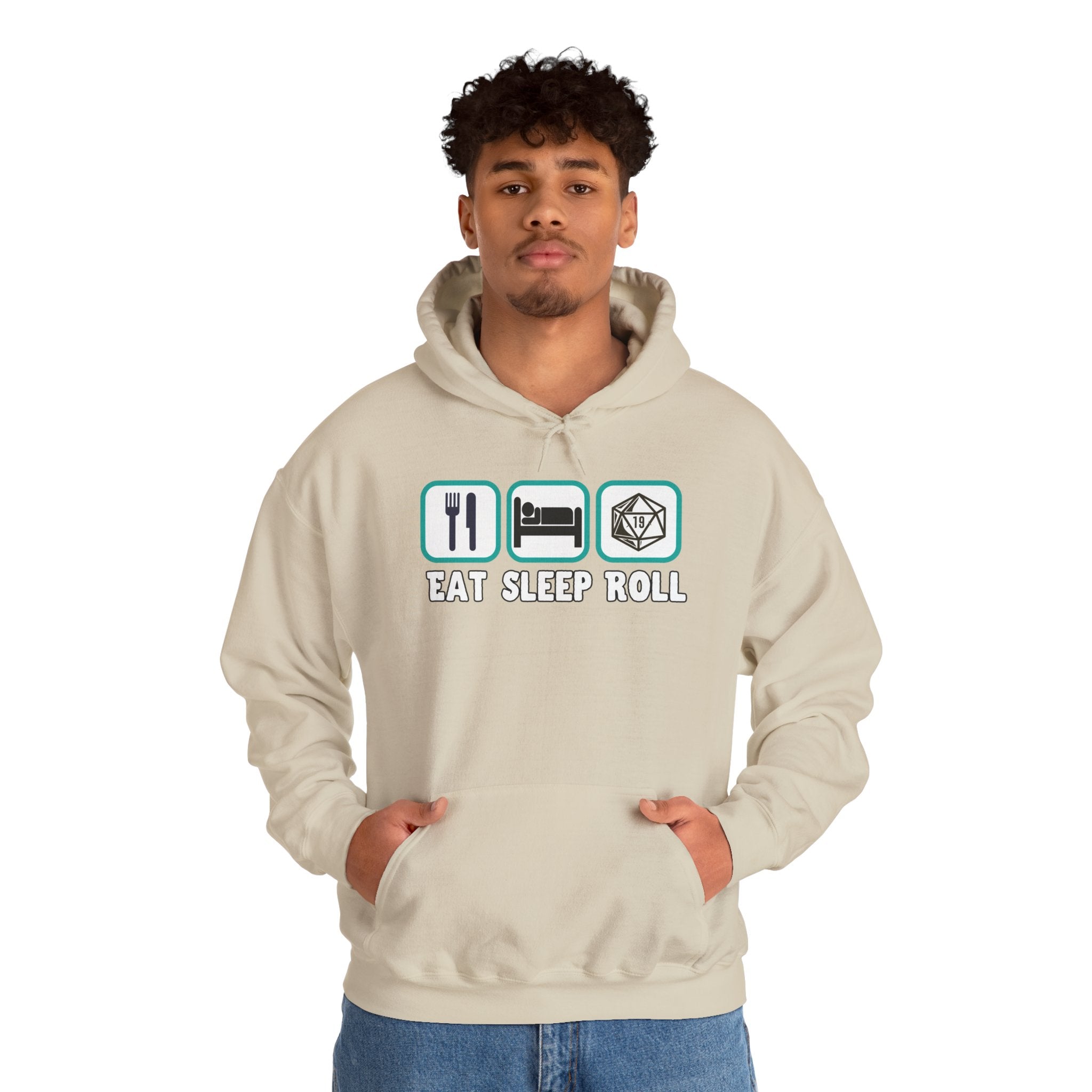 Hoodie — "Eat Sleep Roll" Dice & RPG Gamer Hooded Sweatshirt