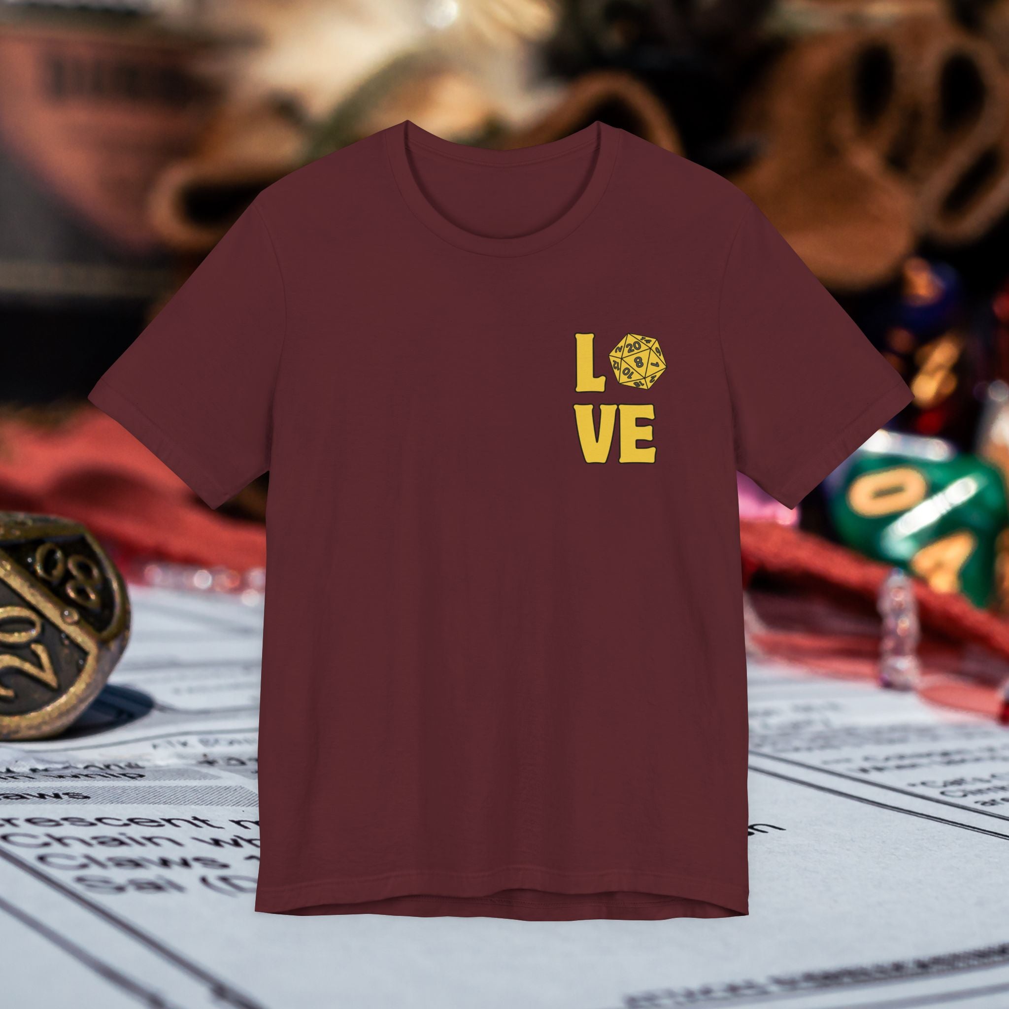 Love D20 T-Shirt — RPG Gamer Dice Love Tee