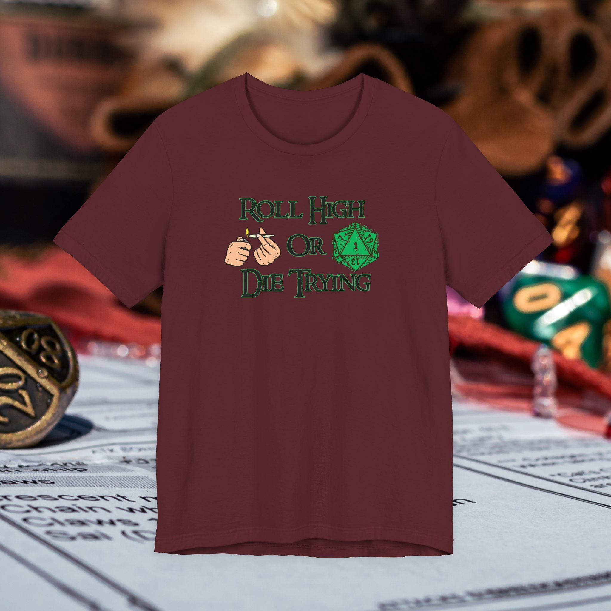 Roll High or Die Trying D20 T-Shirt — RPG Gamer Dice Tee
