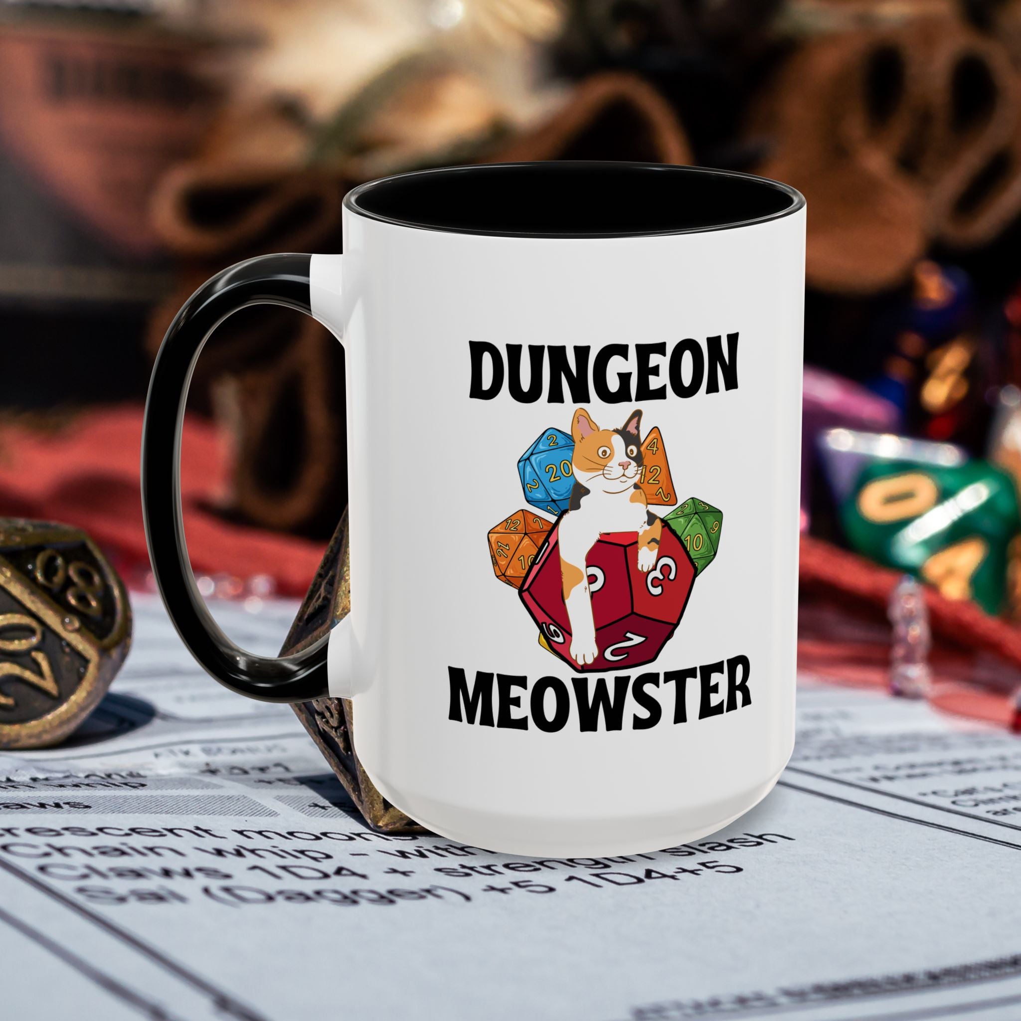 Dungeon Meowster Coffee Mug – Dungeons & Dragons Cat Gamer Gift (15oz Accent Mug)