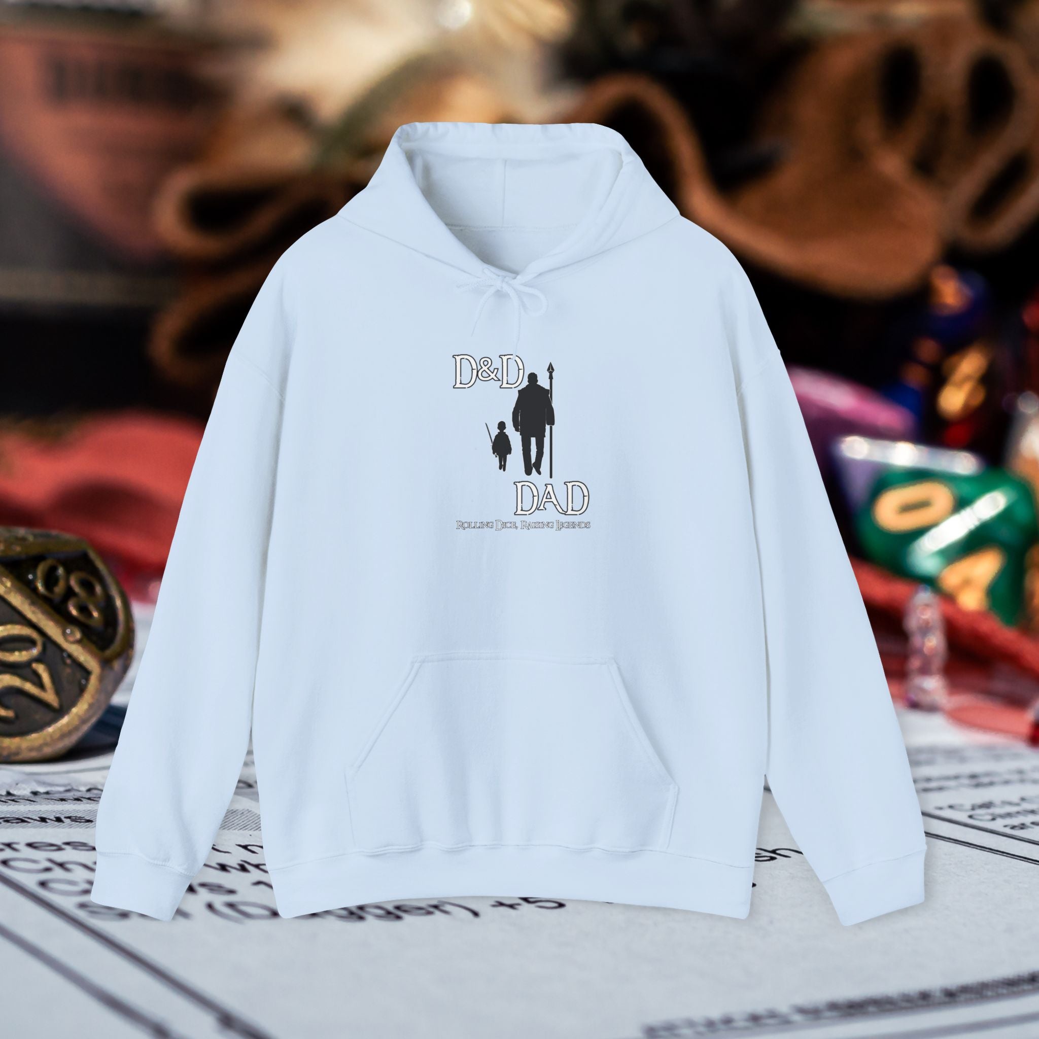 D&D Dad Hoodie — Father & Child Gaming Silhouette Pullover