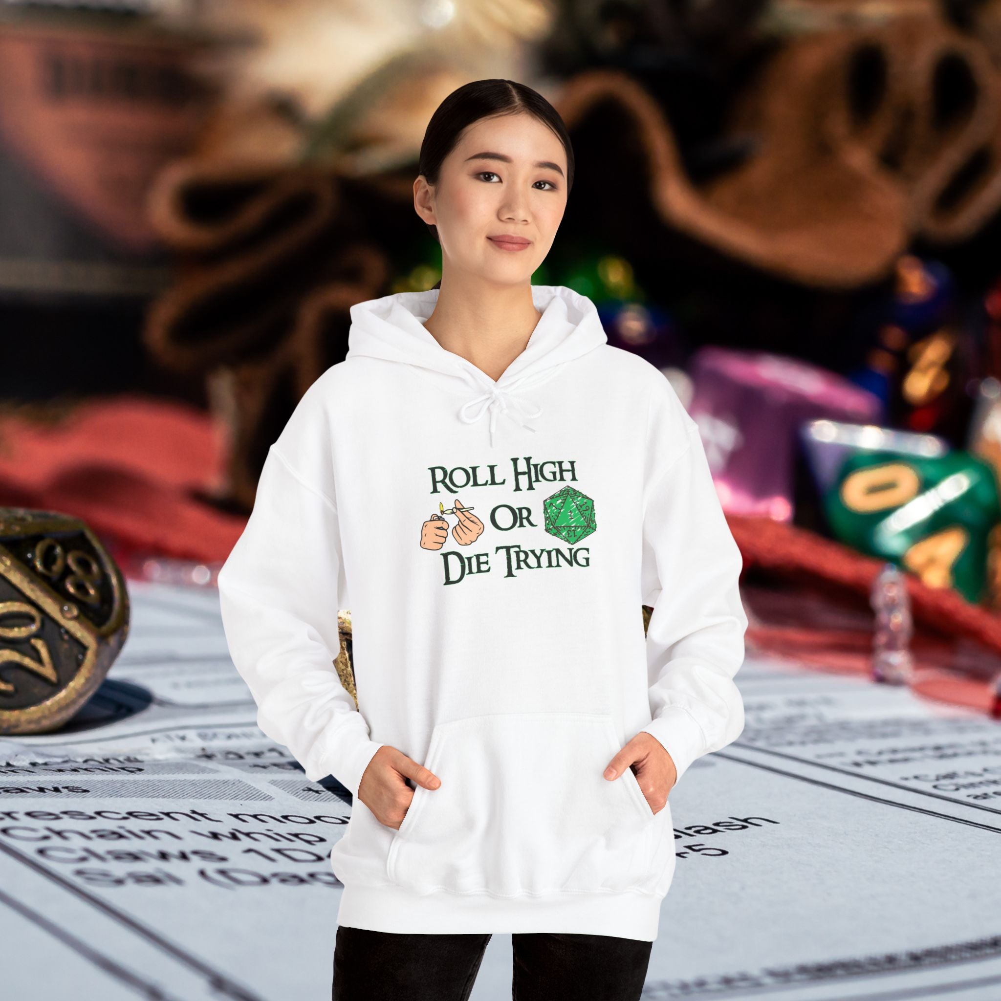 Roll High or Die Trying Hoodie – D20 Dice Gaming Sweatshirt