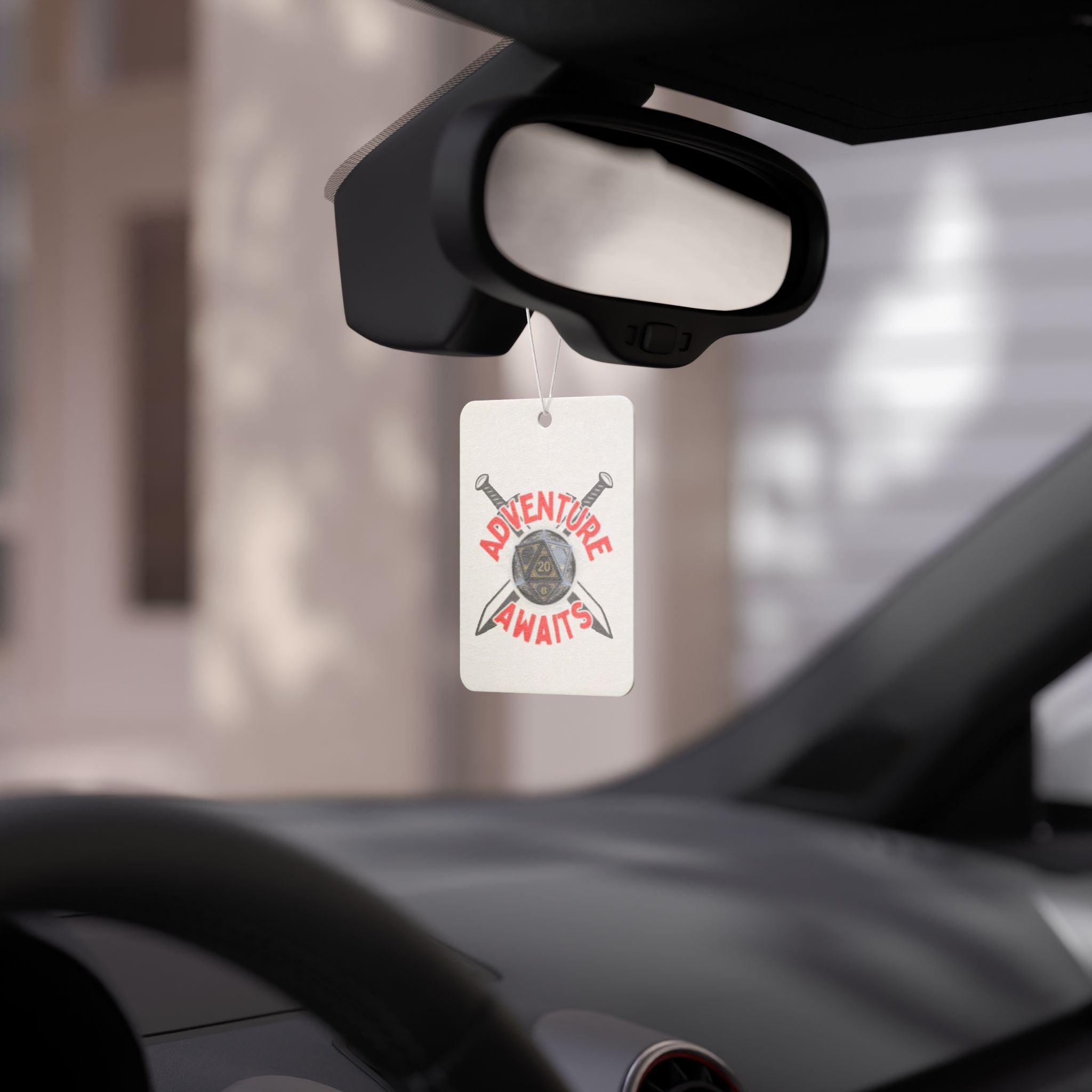 Adventure Awaits Car Air Freshener — D20 Dice & Swords Gamer Scent Tag