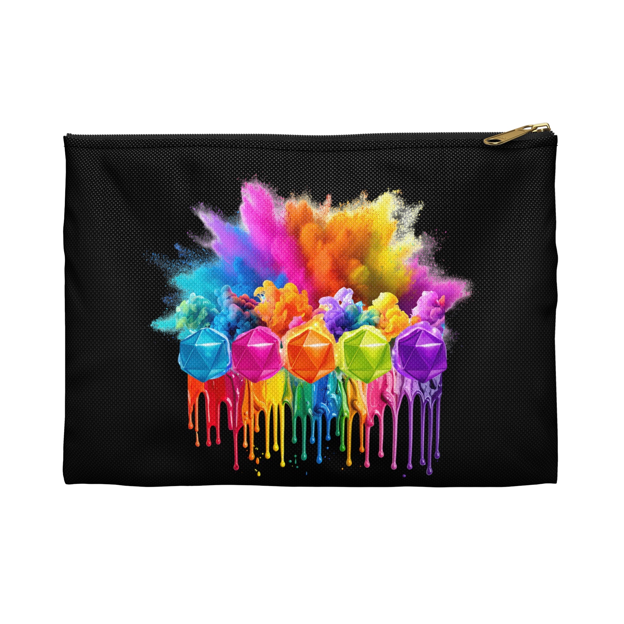 Dice/Accessory Pouch — Rainbow D20 Drip Dice/Mini's Bag