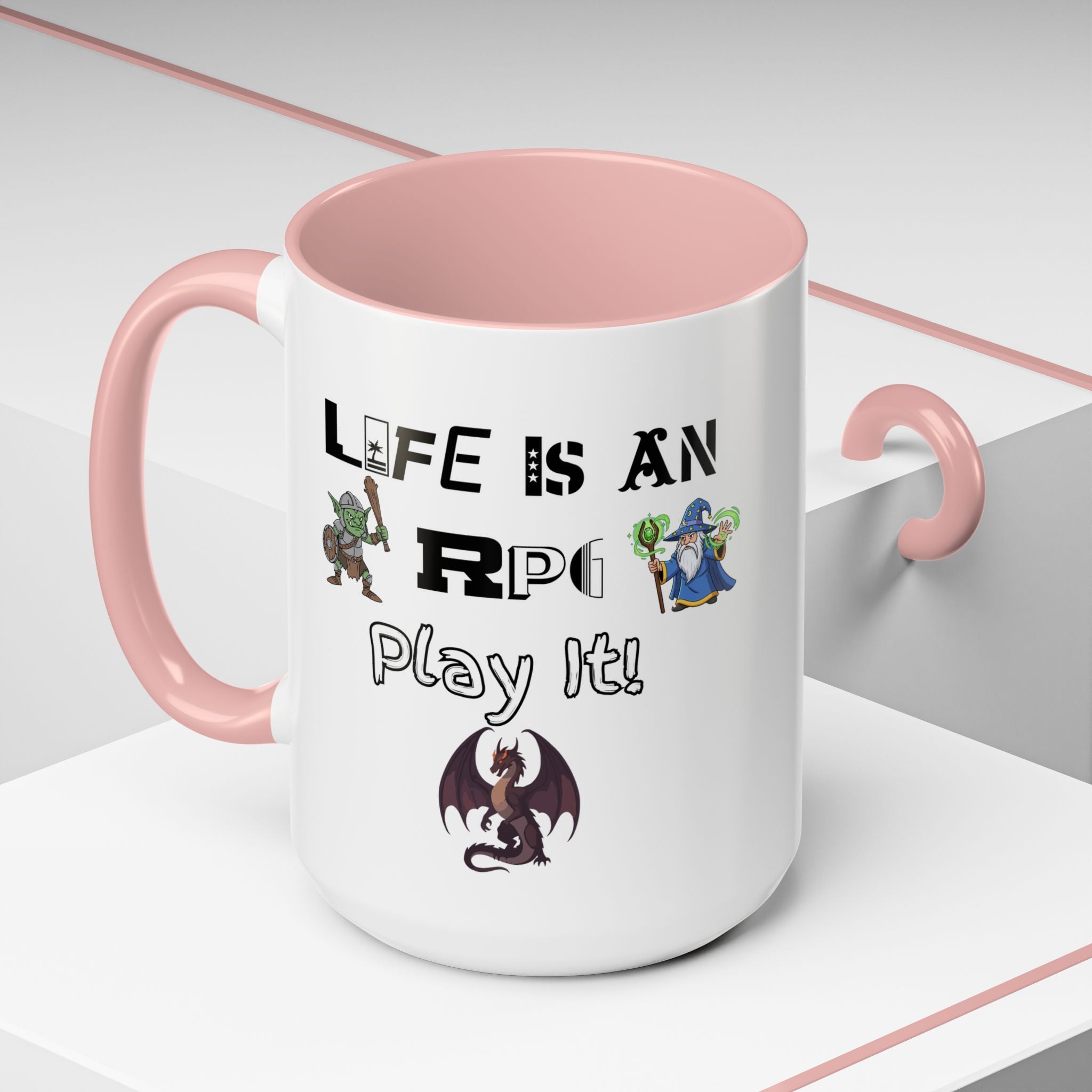RPG Coffee Mug — "Life Is An RPG, Play It!" Accent Ceramic Mug