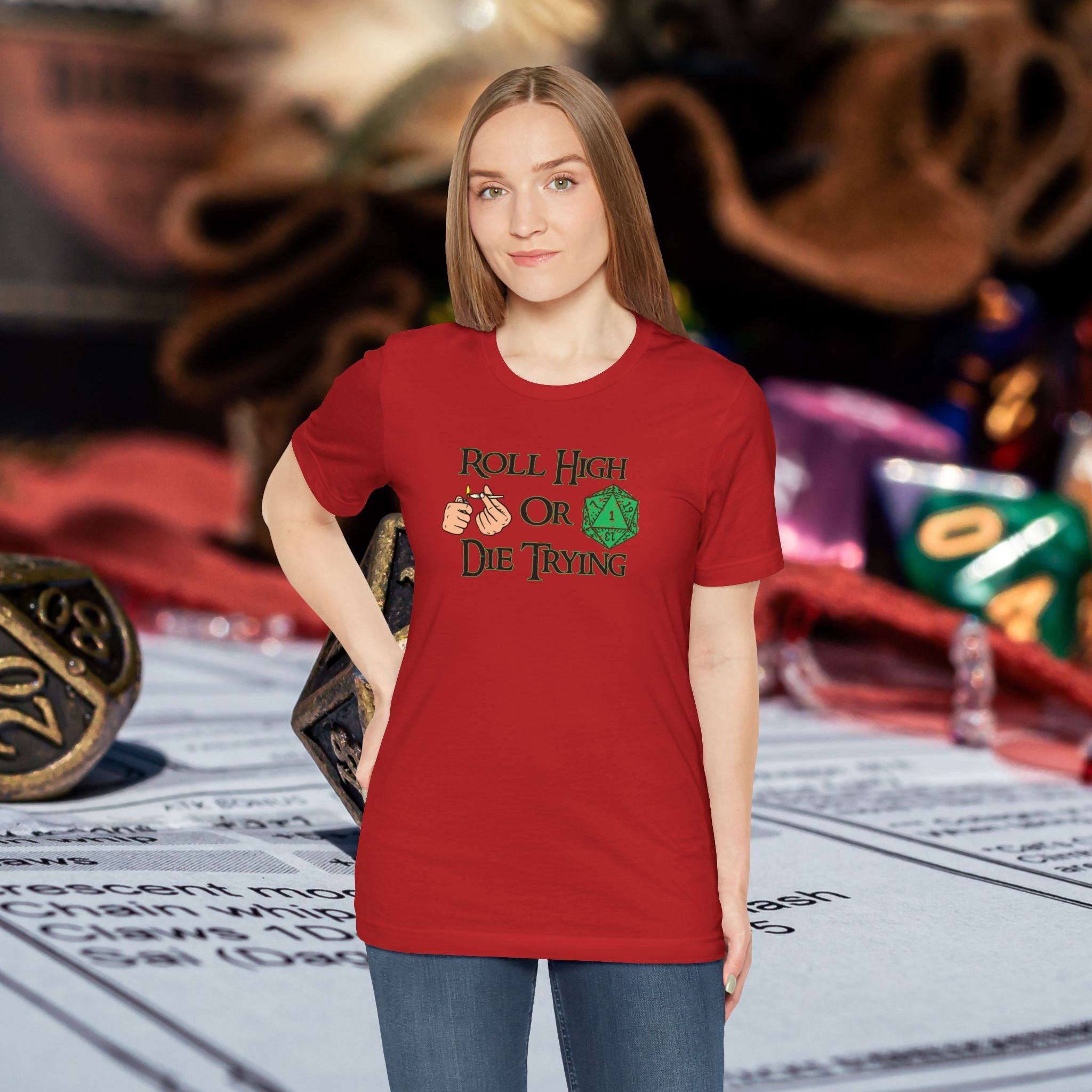 Roll High or Die Trying D20 T-Shirt — RPG Gamer Dice Tee