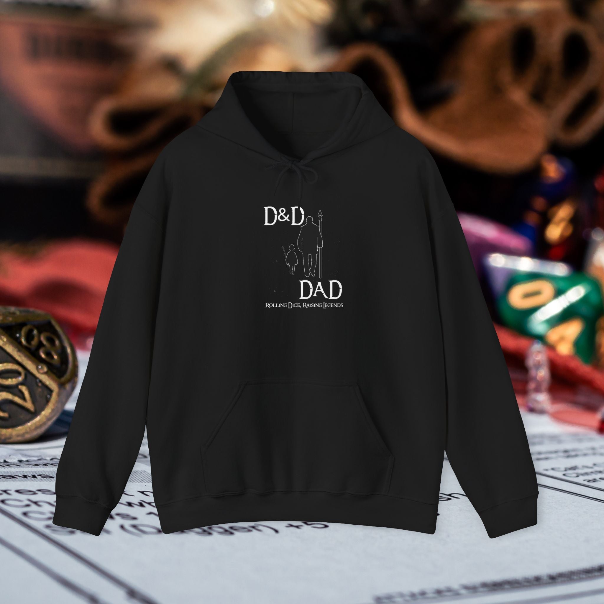 D&D Dad Hoodie — Father & Child Gaming Silhouette Pullover