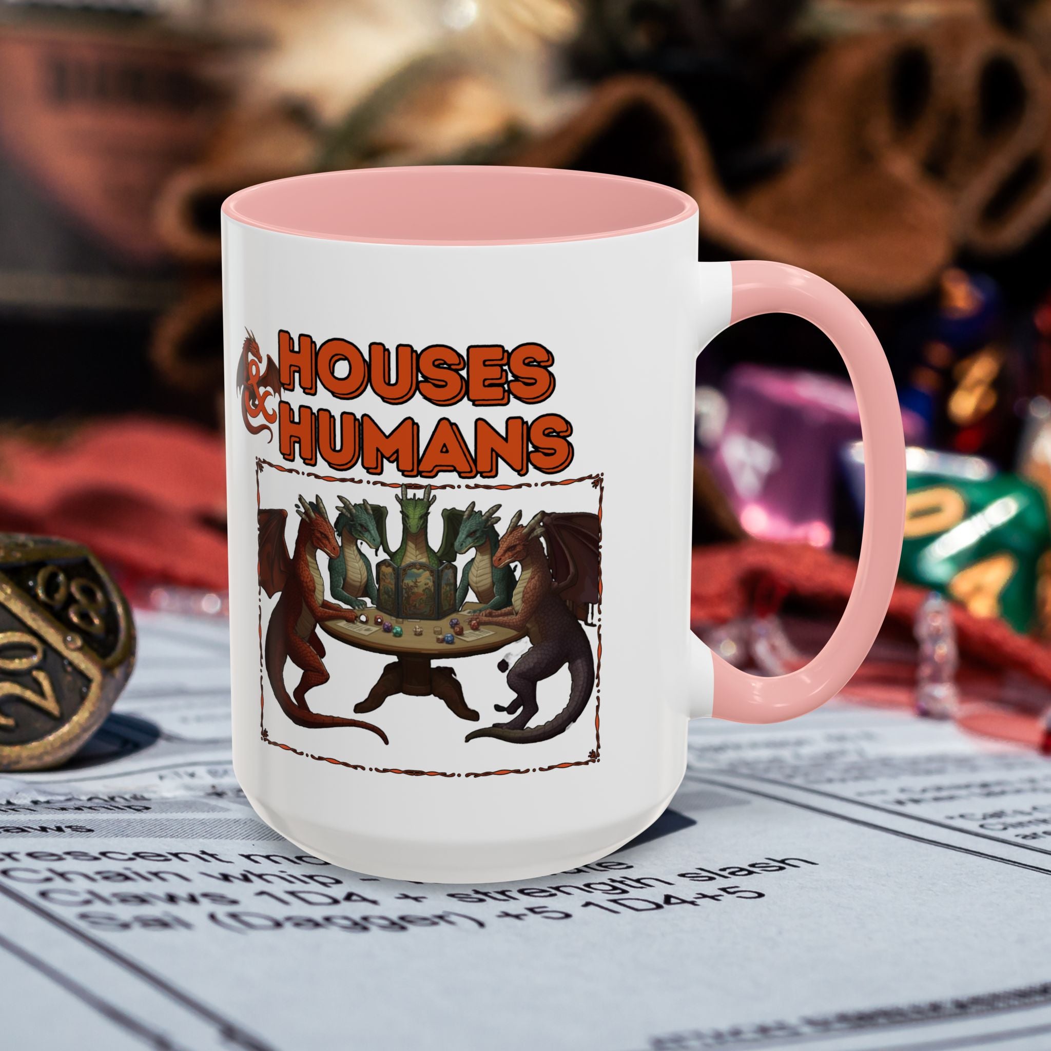 Houses & Humans Coffee Mug — Fantasy RPG D20 Gaming Accent Mug (15oz)