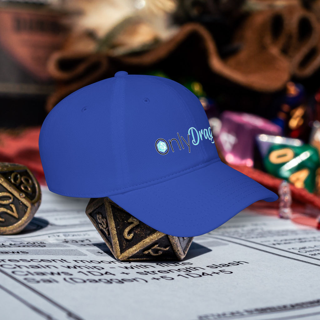 Only Dragons Low Profile Baseball Cap — D&D Dice Logo Hat for Tabletop Gamers