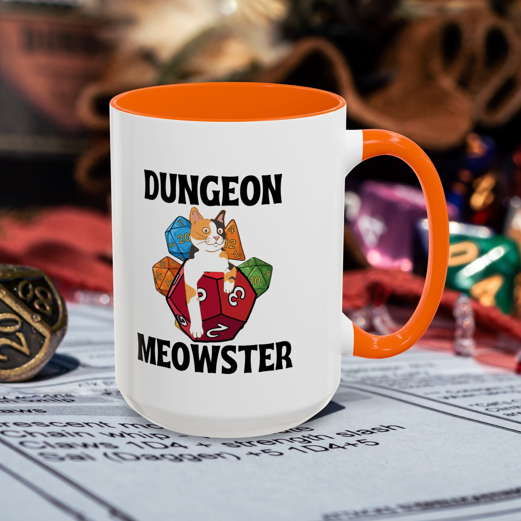 Dungeon Meowster Coffee Mug – Dungeons & Dragons Cat Gamer Gift (15oz Accent Mug)