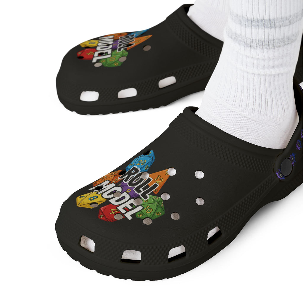Black D20 Roll Model EVA Foam Clogs - D20 Dice Comfort Shoes