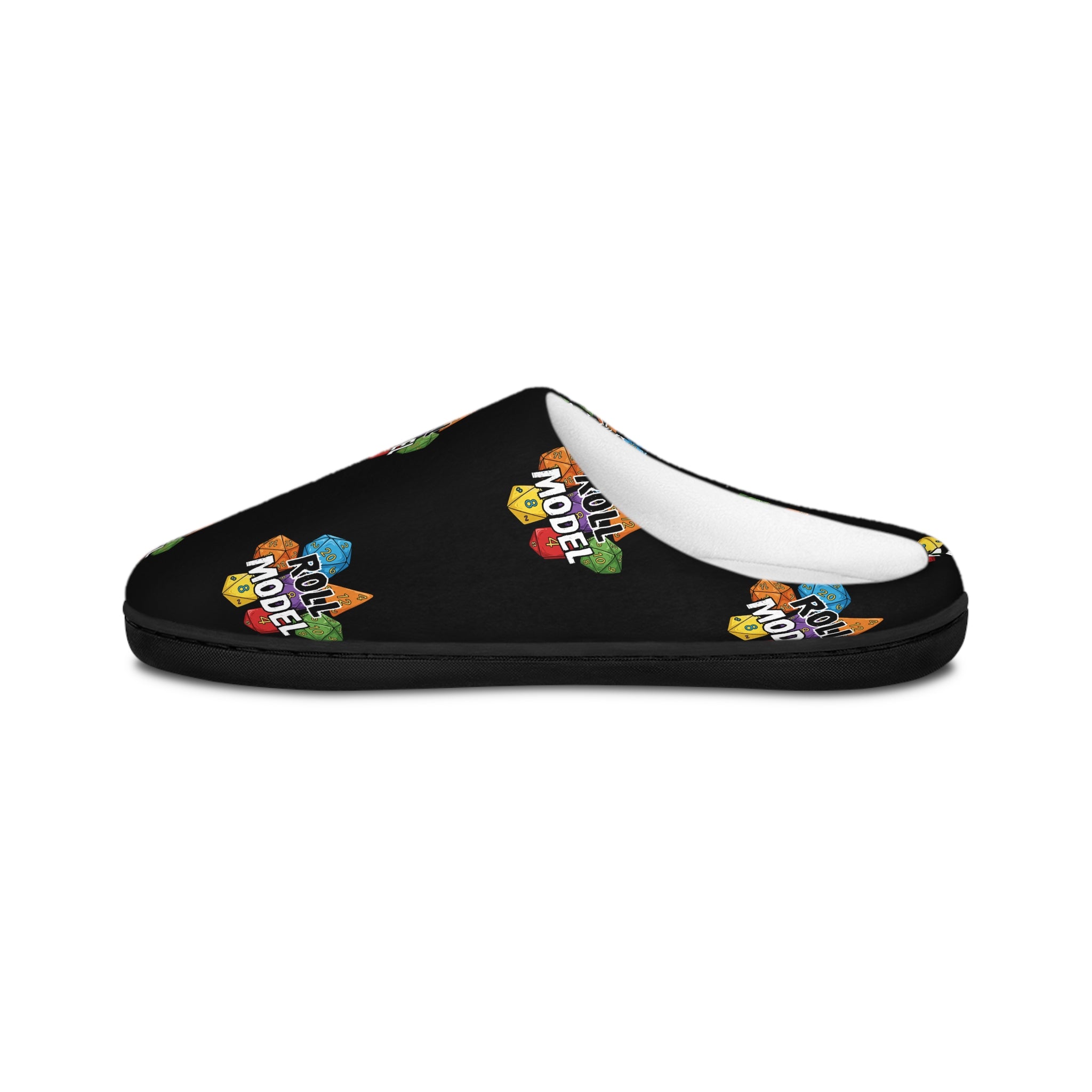 Black Roll Model Indoor Slippers — Colorful 'Roll Model' Cozy Slippers for Men