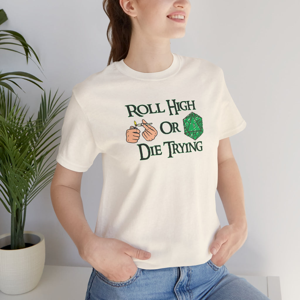 Roll High or Die Trying D20 T-Shirt — RPG Gamer Dice Tee
