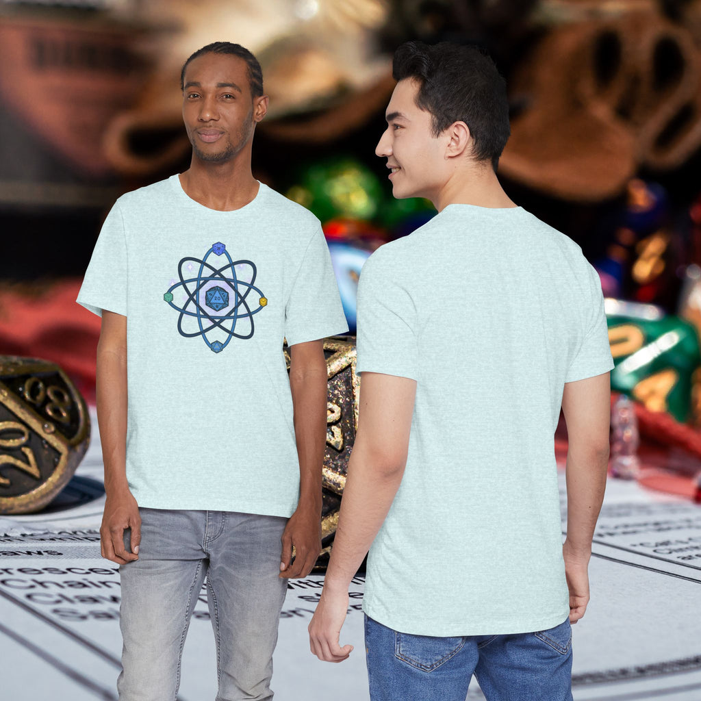 RPG Dice Atom T‑Shirt — D20 Tabletop Gaming Tee