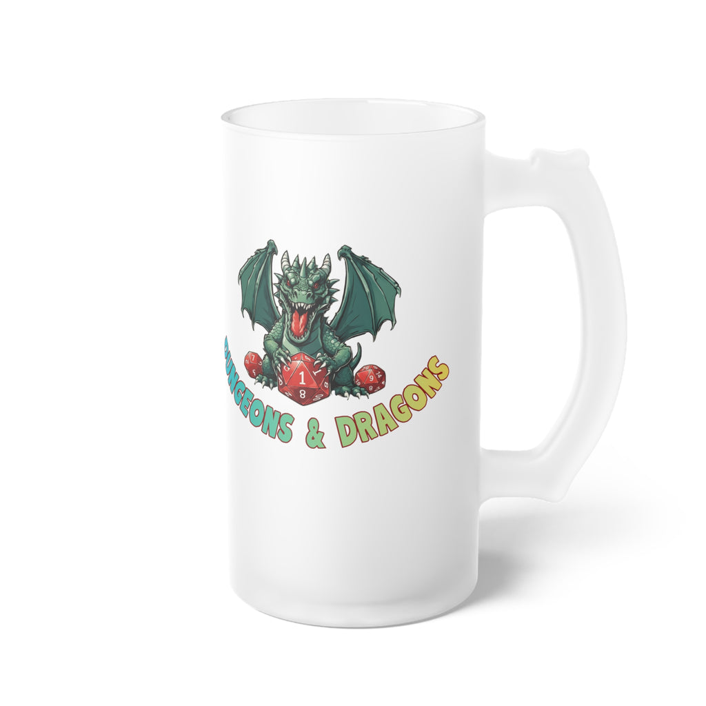 Frosted Beer/Mead Mug — 'Dungeons & Dragons' Dragon Graphic Pint Glass