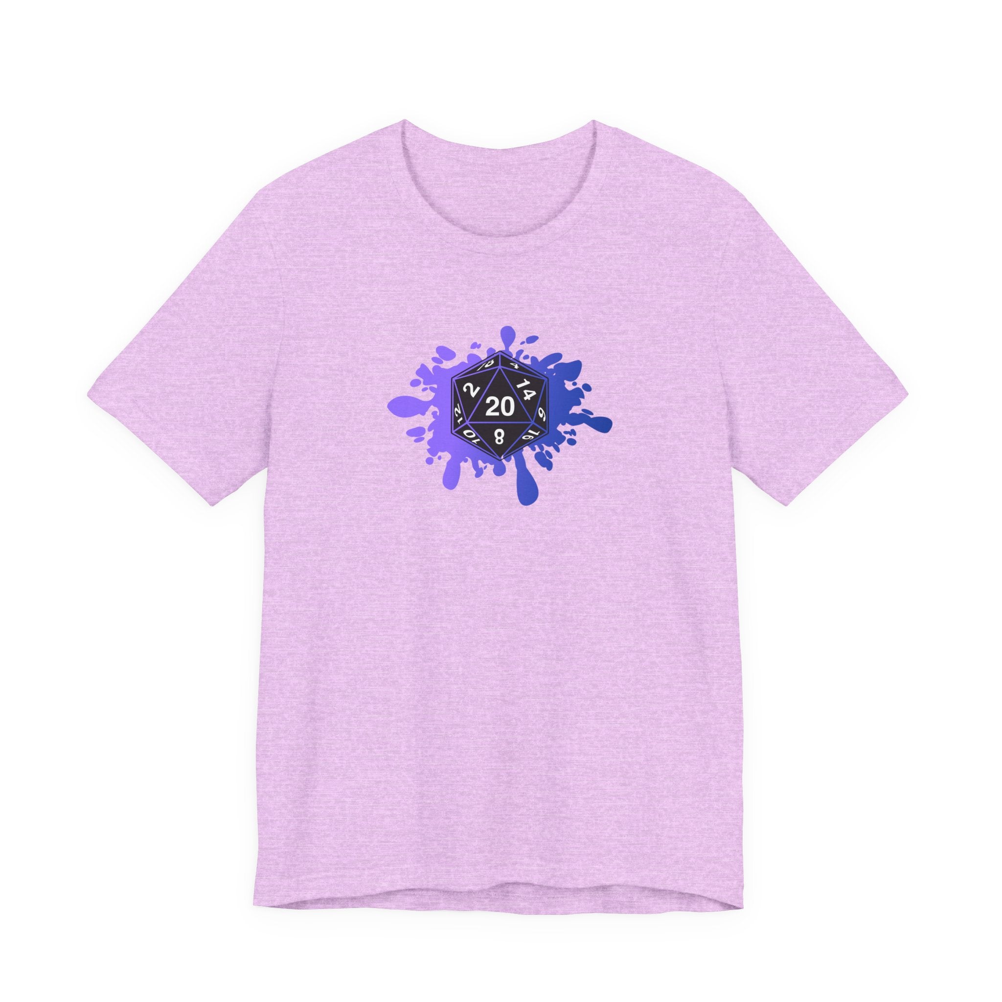 D20 Splash RPG Gamer T‑Shirt — Purple Dice Splash Tee