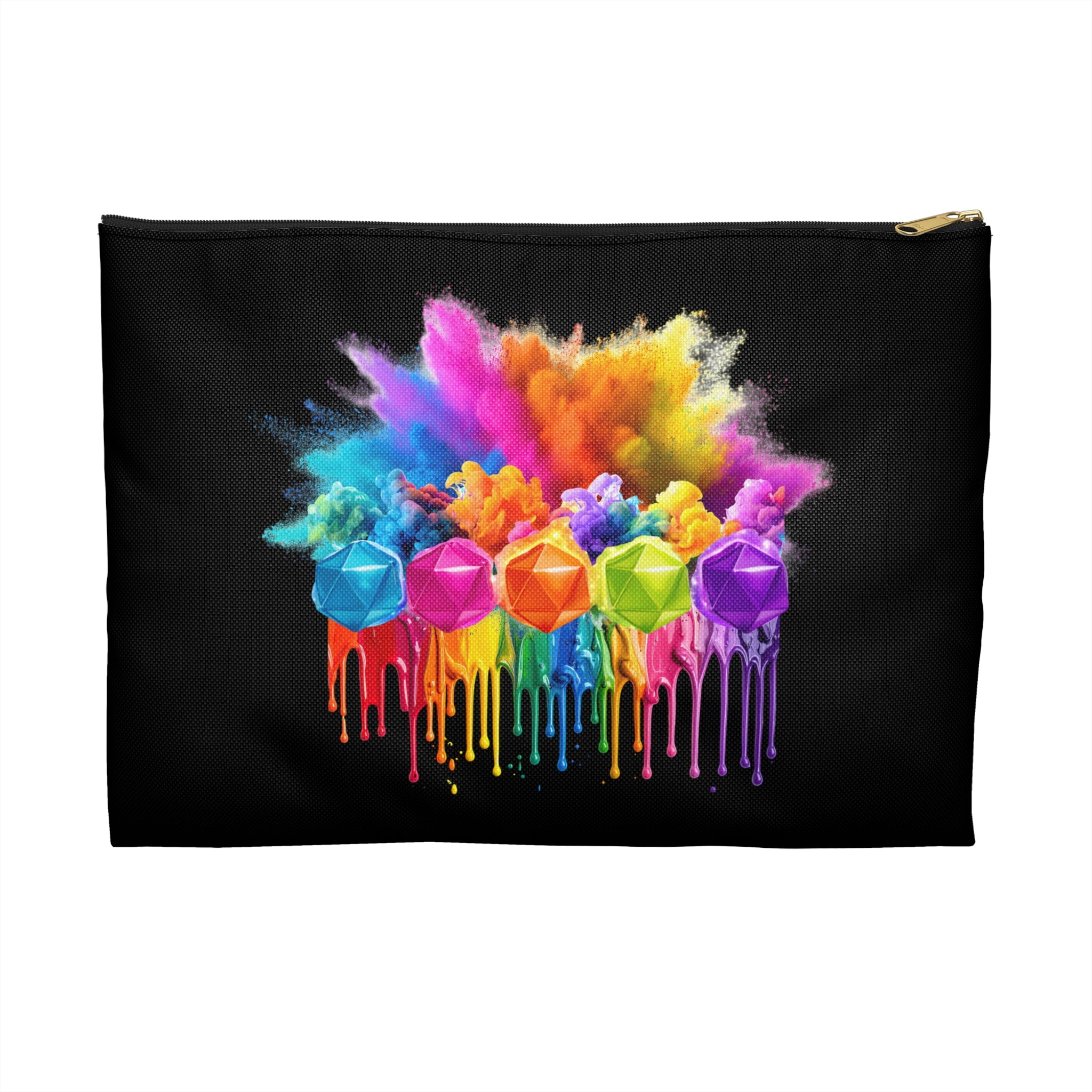 Dice/Accessory Pouch — Rainbow D20 Drip Dice/Mini's Bag