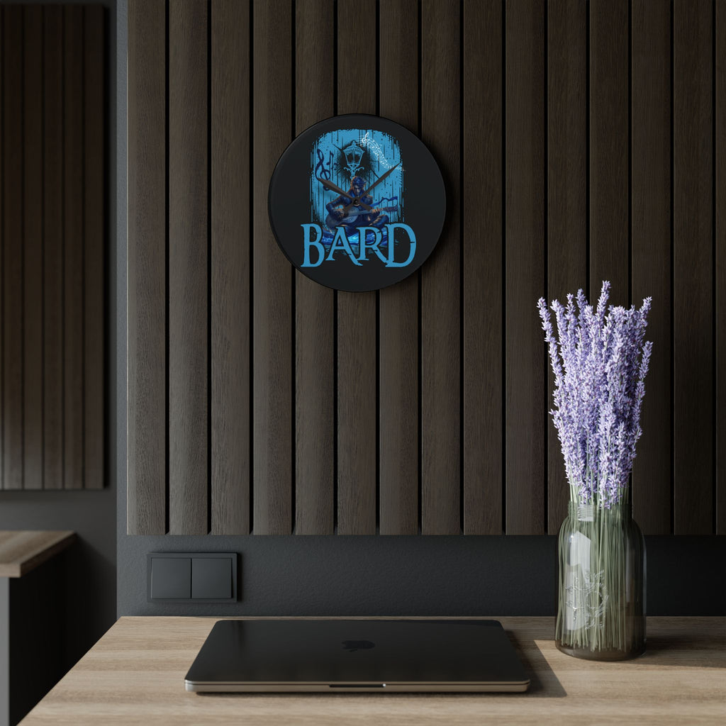 Bard Acrylic Wall Clock – Fantasy RPG Musician Decor