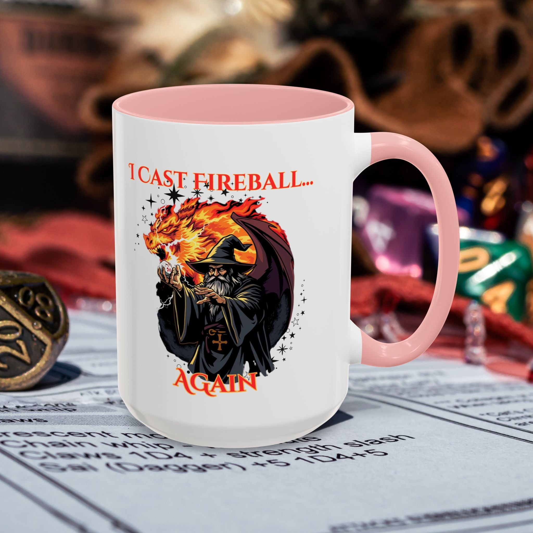 I Cast Fireball Again Mug — D&D Wizard Coffee Cup (15 oz)