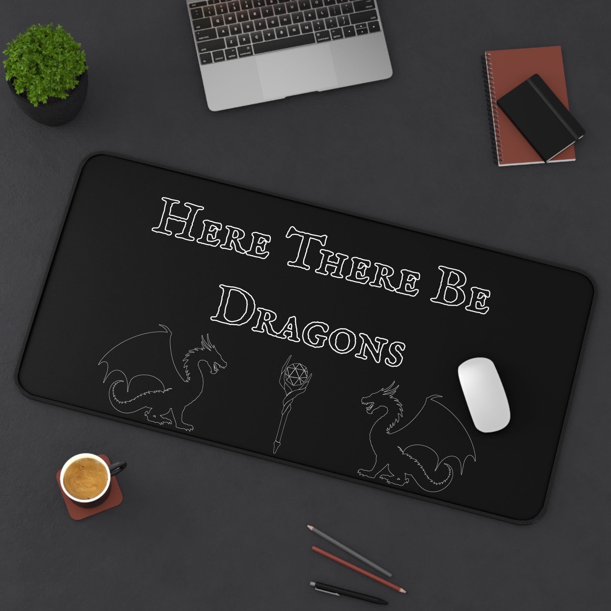 Here There Be Dragons Desk Mat