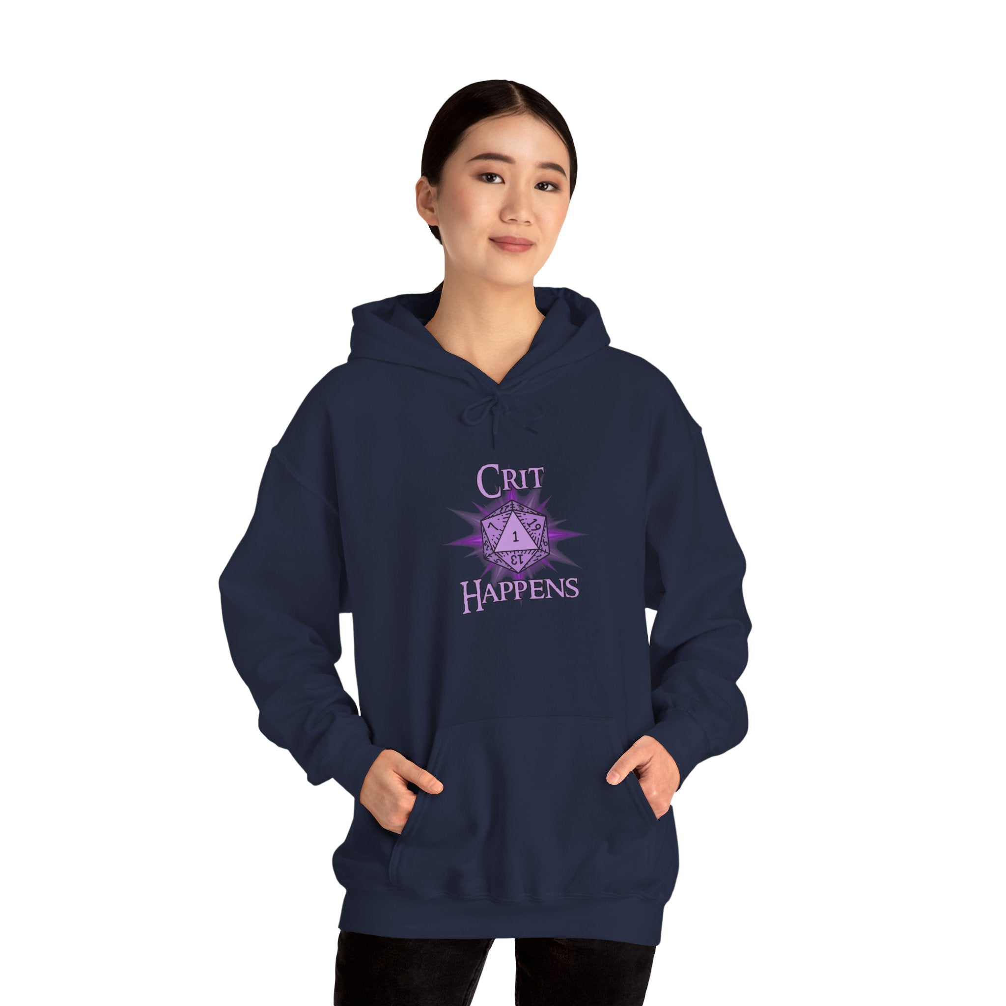 Crit Happens Hoodie — Funny D20 Dice RPG Gaming Sweatshirt