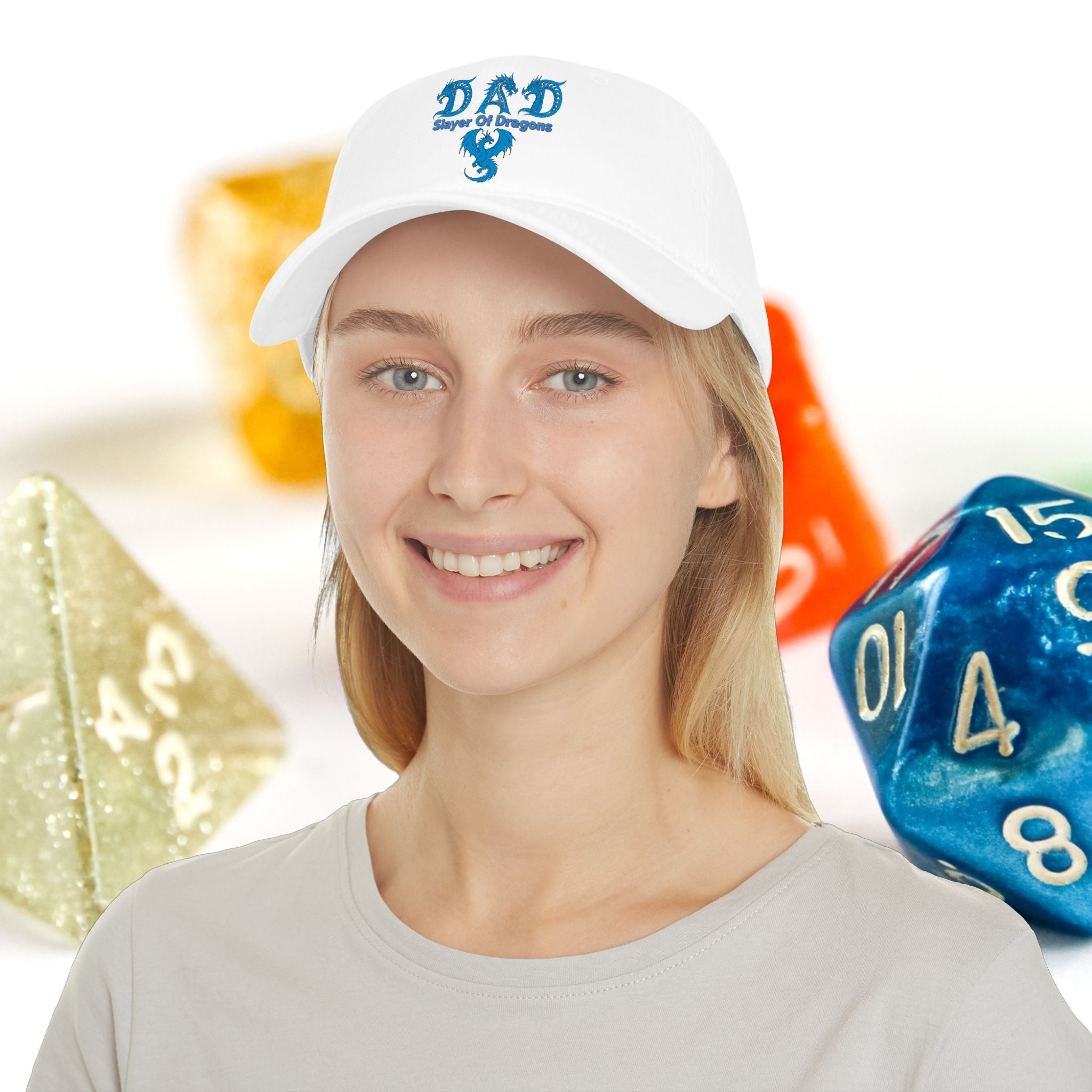 Dad Slayer Of Dragons Low Profile Baseball Cap - D&D Dad Gift