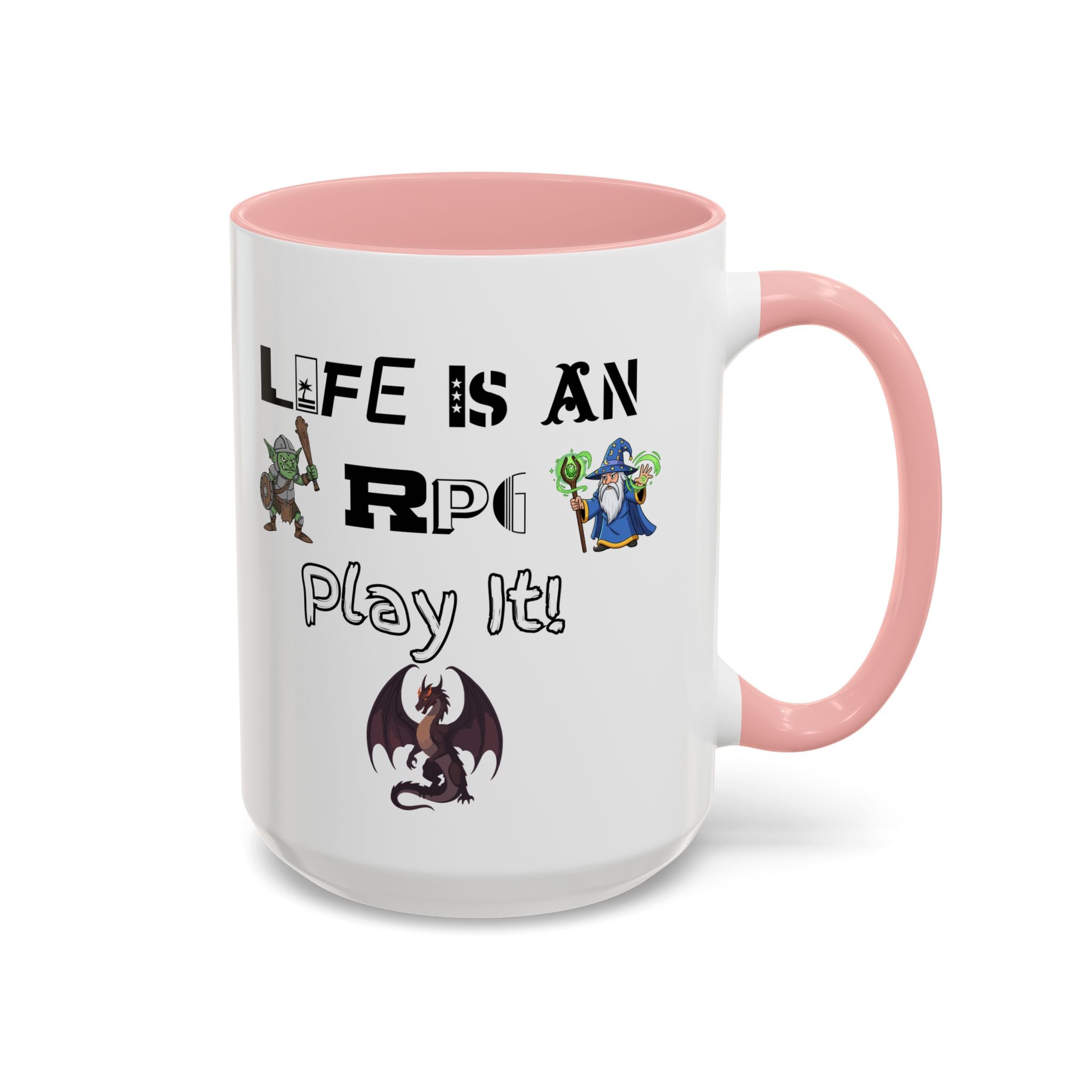 RPG Coffee Mug — "Life Is An RPG, Play It!" Accent Ceramic Mug
