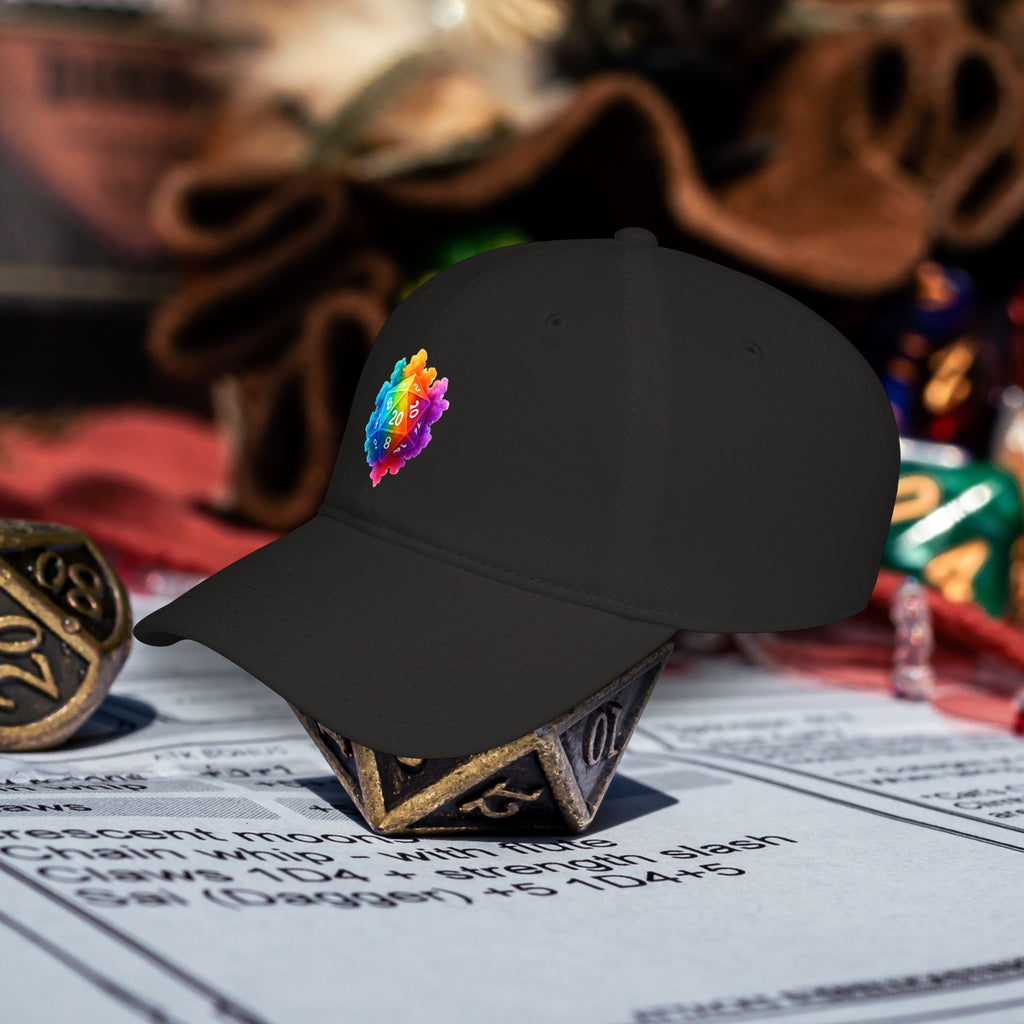 D20 Rainbow D20Cap — Low Profile Baseball Hat for Tabletop Gamers