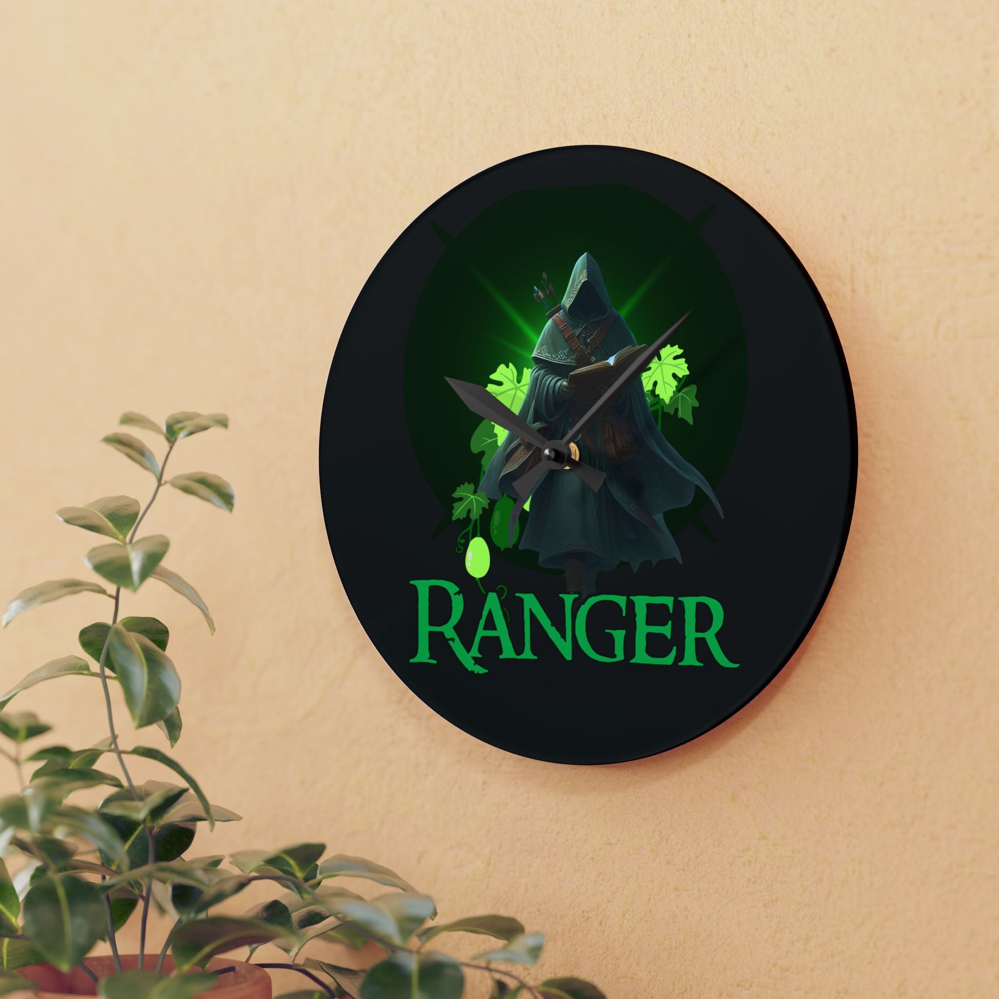 Ranger Acrylic Wall Clock — Fantasy Hooded Archer Decor