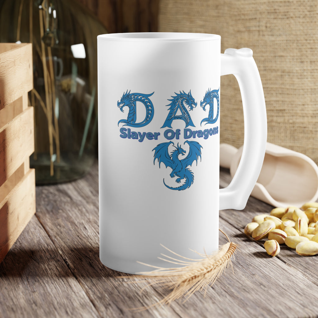Dad Slayer of Dragons Frosted Beer Mug