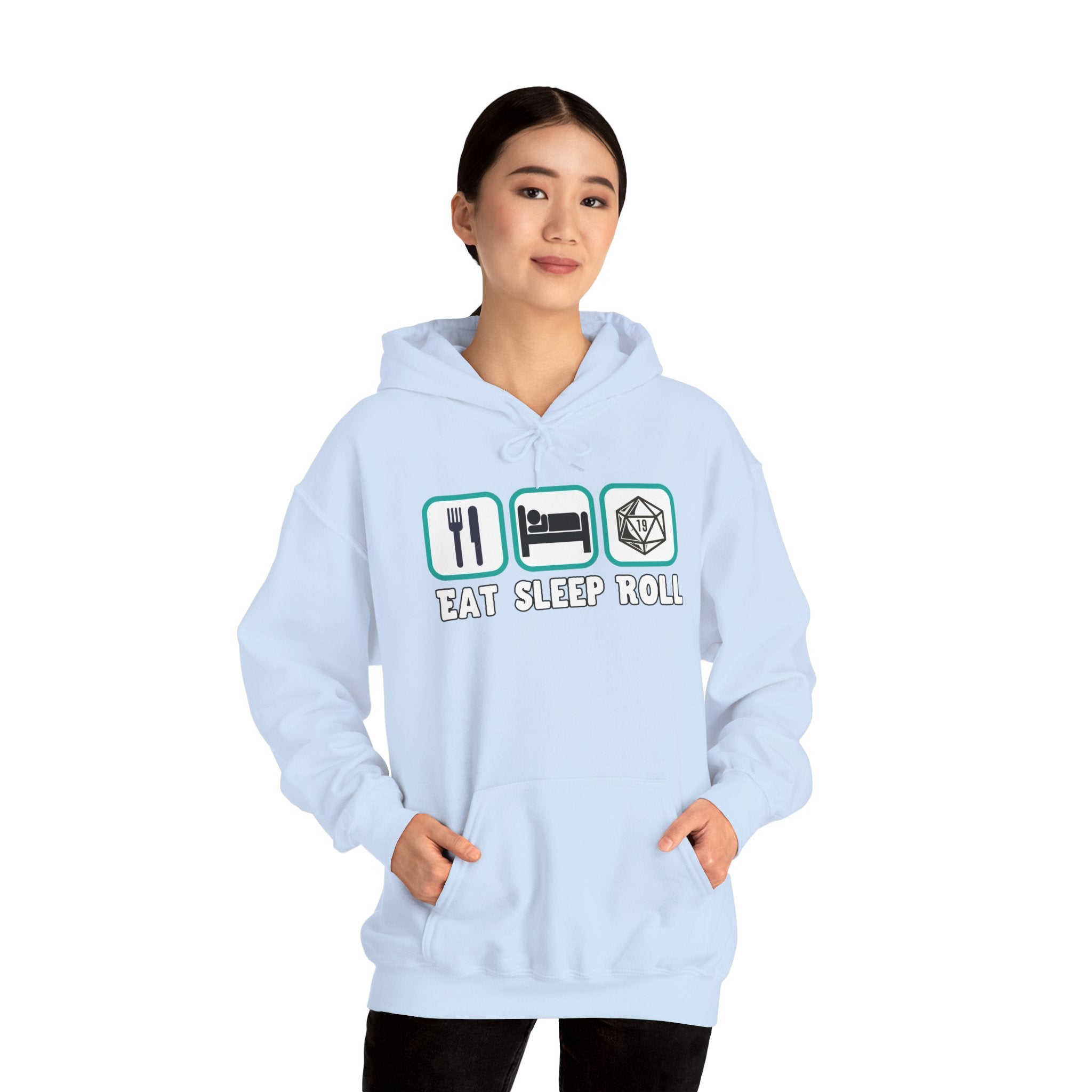 Hoodie — "Eat Sleep Roll" Dice & RPG Gamer Hooded Sweatshirt
