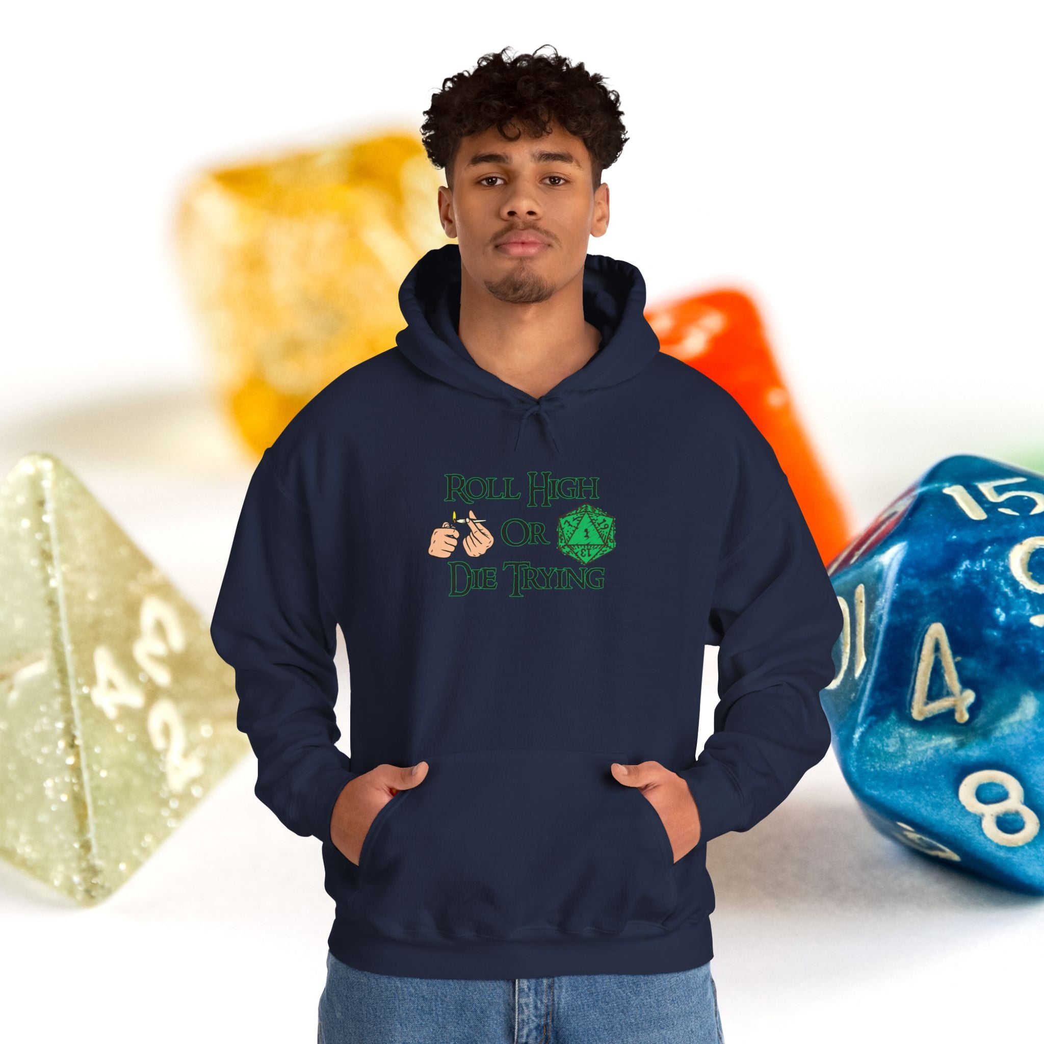 Roll High or Die Trying Hoodie – D20 Dice Gaming Sweatshirt