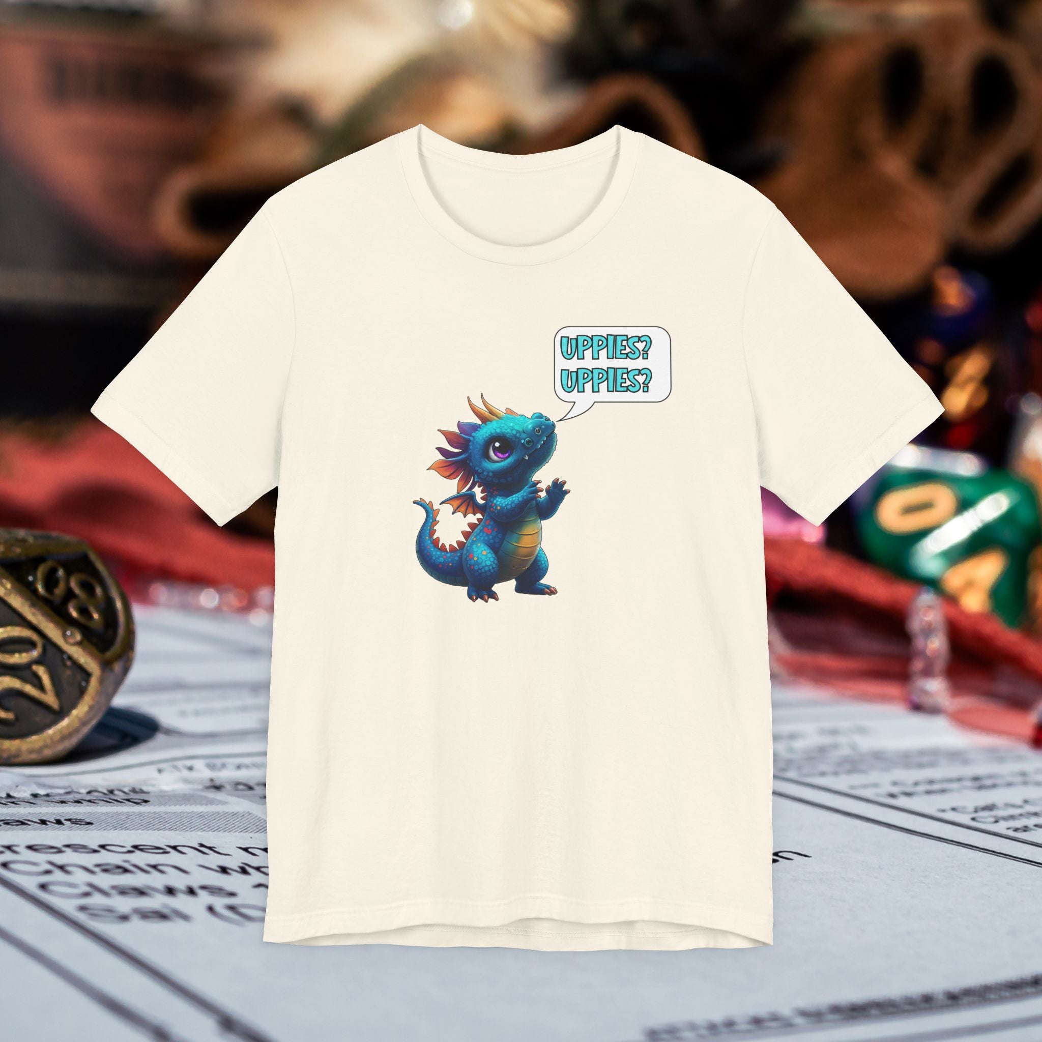Baby Blue Dragon T‑Shirt — Cute 'Uppies? Uppies?' Fantasy Gamer Tee
