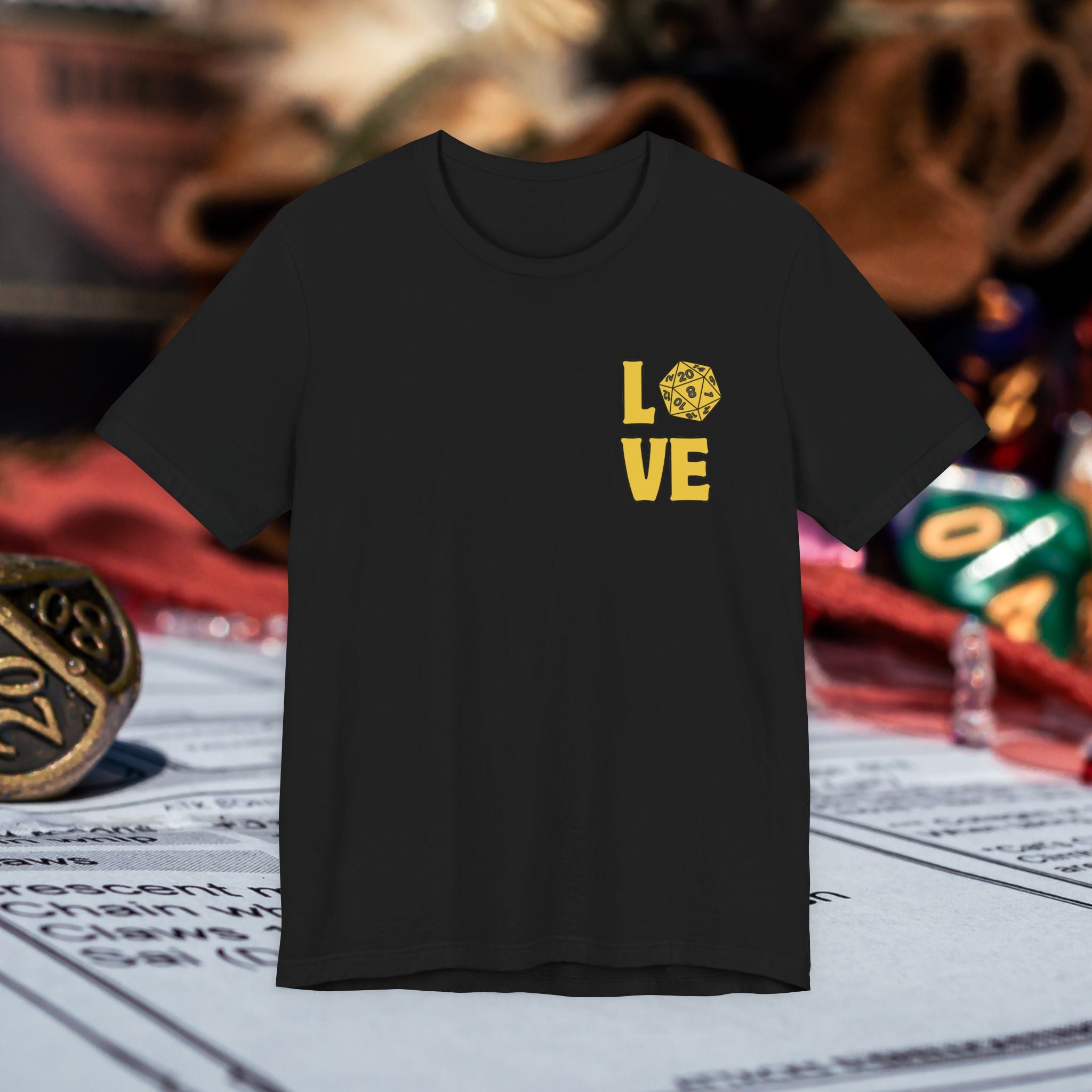 Love D20 T-Shirt — RPG Gamer Dice Love Tee