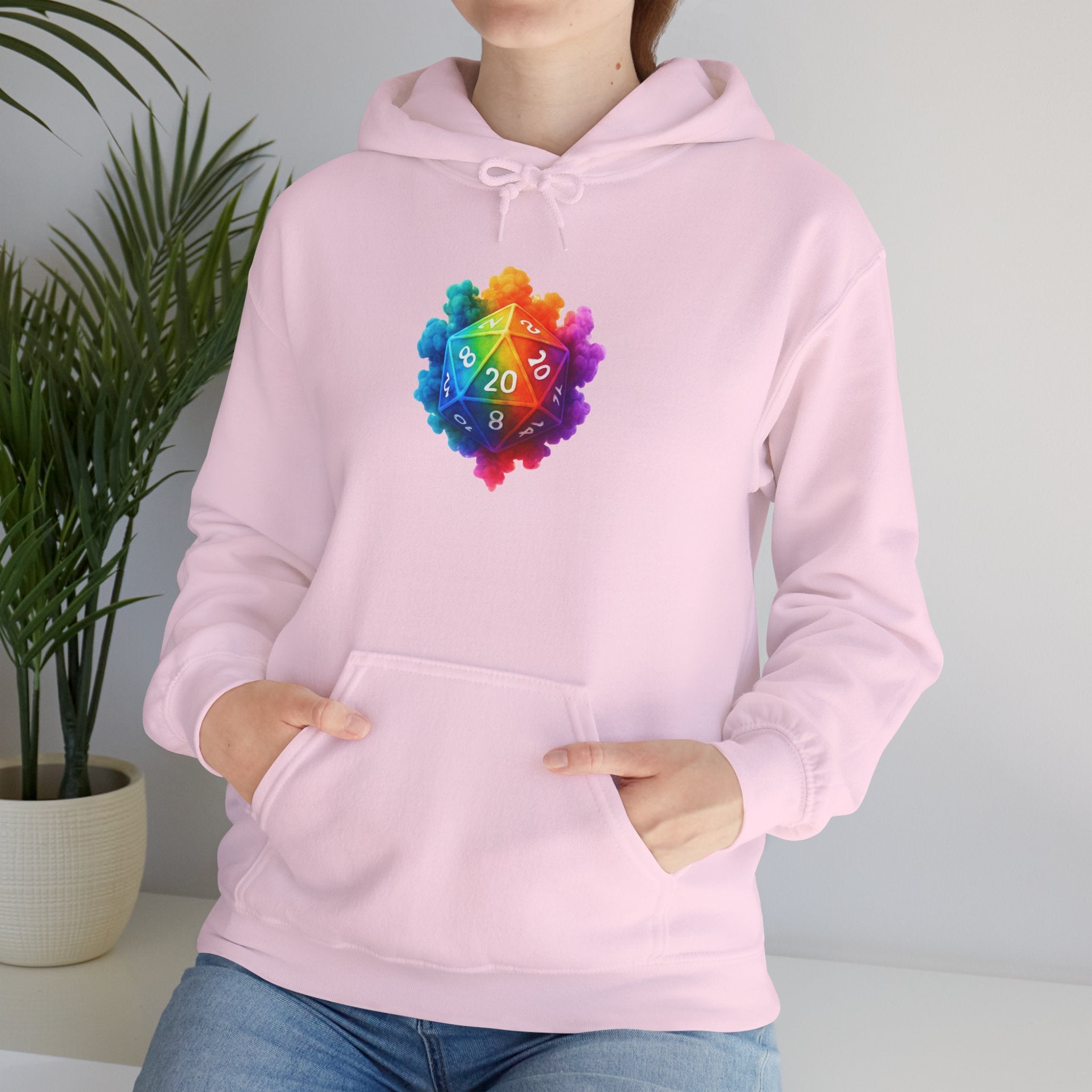 Rainbow D20 Gamer Hoodie — Colorful Critical Hit Dice Logo