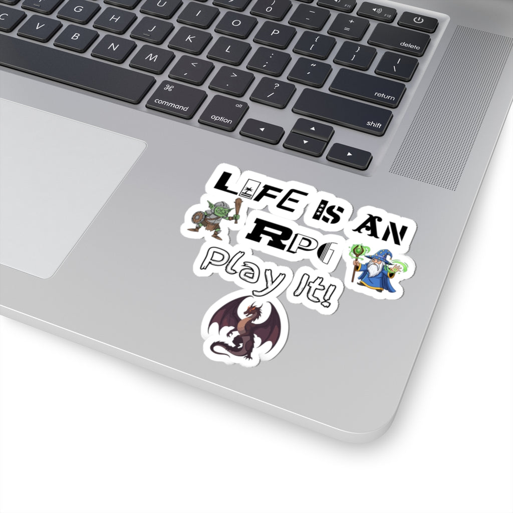 RPG Kiss-Cut Sticker — "Life Is An RPG, Play It!" Fantasy Gamer Decal